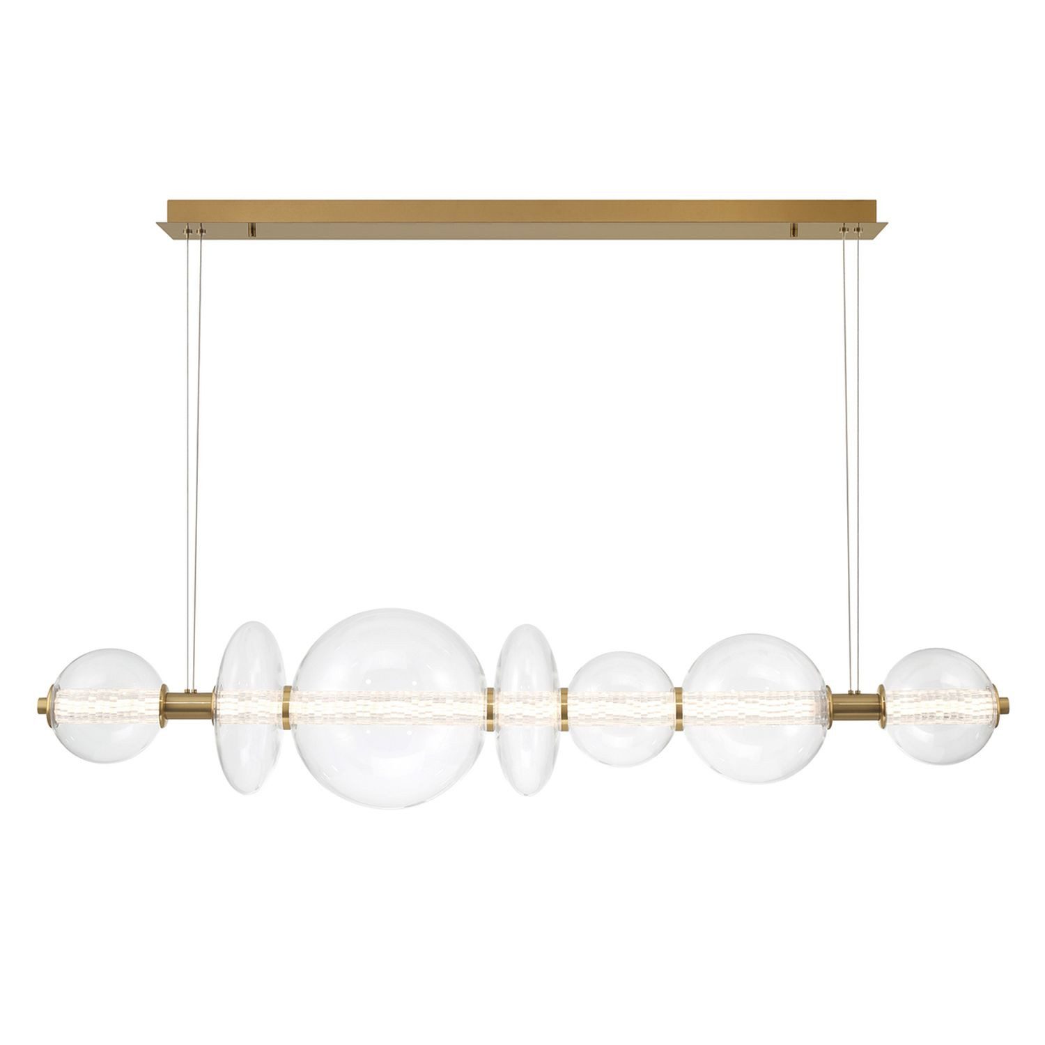 Licht-Erlebnisse Pendelleuchte ADELIN, LED, Warmweiß, LED B: 1421 cm groß H: max. 184 cm Glas Metall 3000 K 3586 lm in Gold