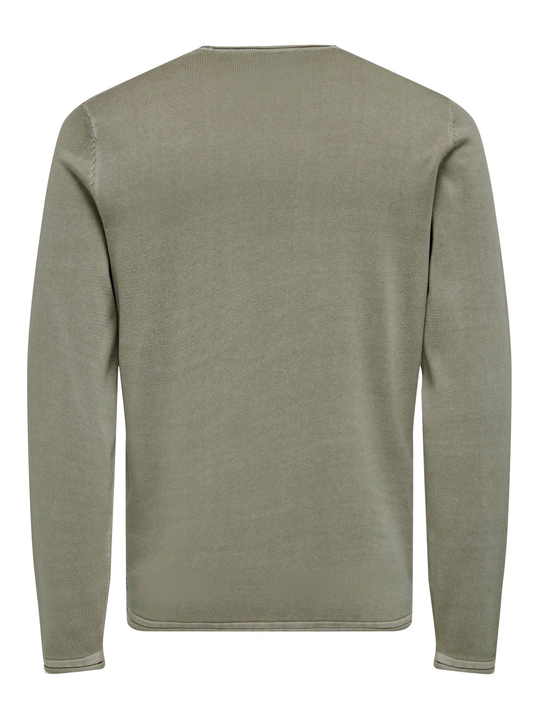 Strickpullover ONLY Schwarz-Weiß & SONS 6797 Lässiger Washed Sweater Rundhals Pullover in Feinstrick Design