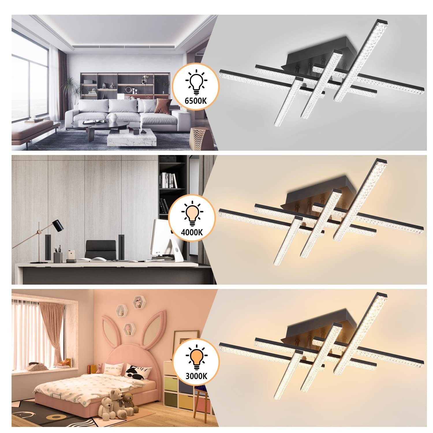 ZMH LED Deckenleuchte 52CM Schwarz Whonzimmerlampe günstig online kaufen