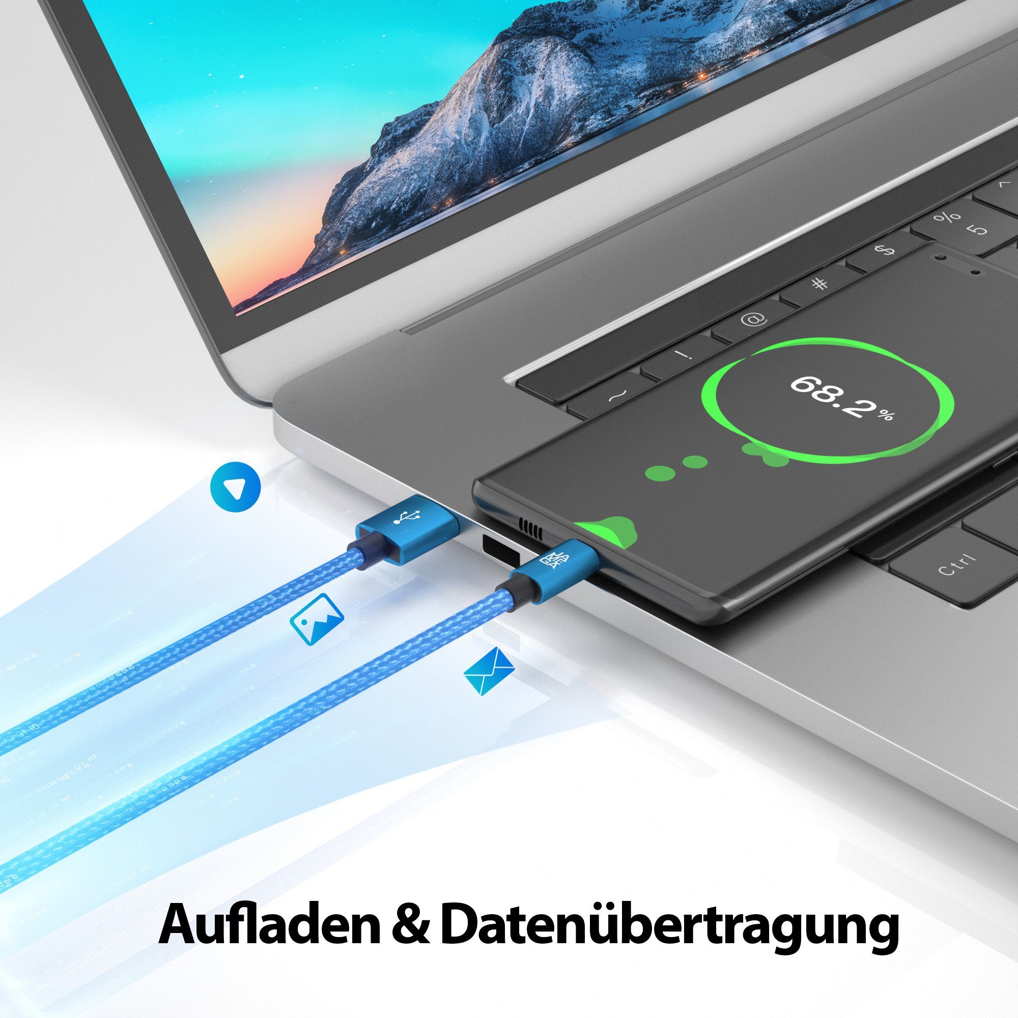 JAMEGA Micro USB Kabel Ladekabel Daten für Tablet Samsung Huawei PS4 XBOX LG USB-Kabel, USB, Micro USB, (200 cm) – Bild 3 von 5