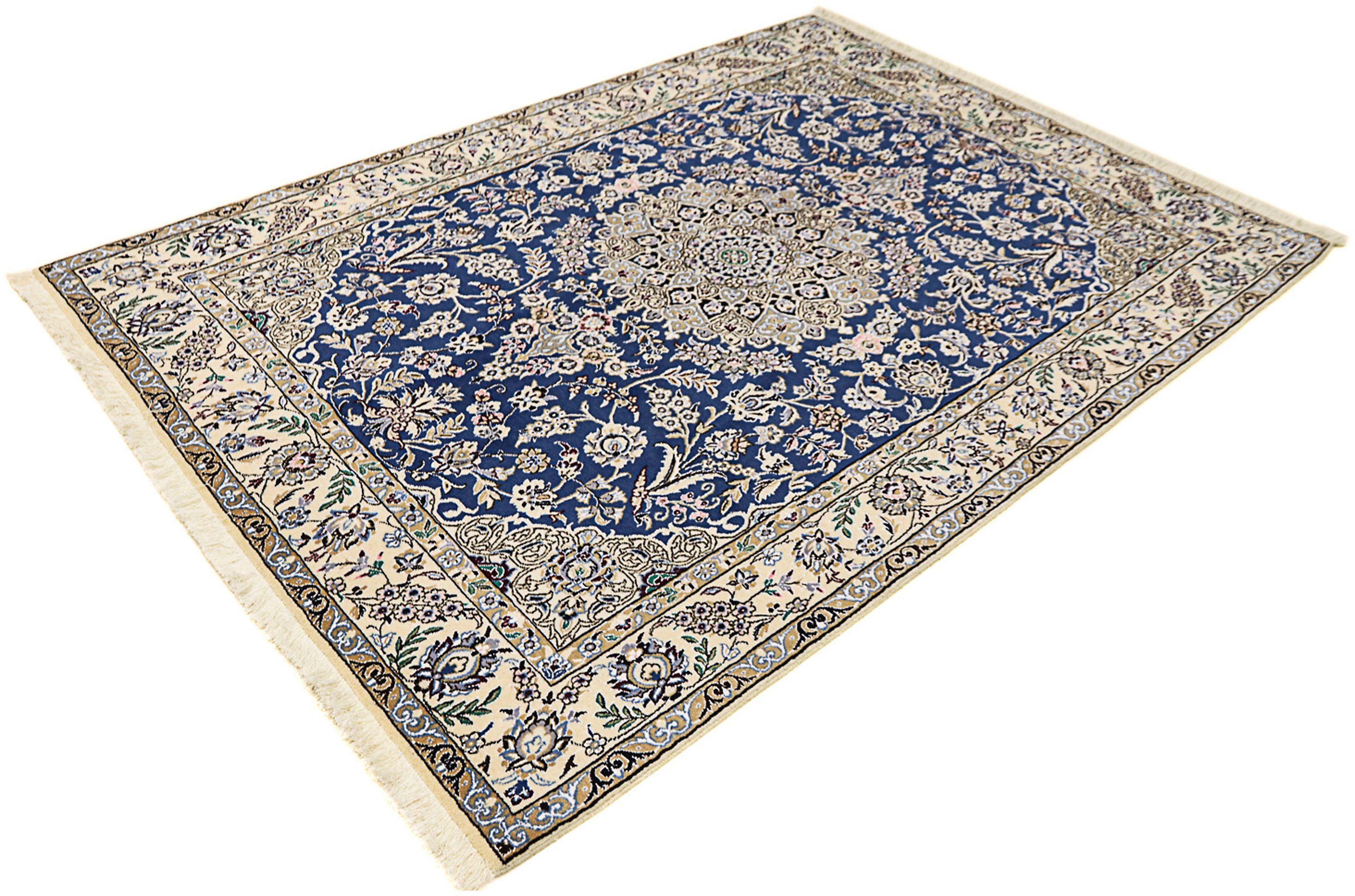 Orientteppich Perser - Nain - Royal - 205 x 150 cm - dunkelblau, morgenland, rechteckig, Höhe: 10 mm, Wohnzimmer, Handgeknüpft, Einzelstück mit Zertifikat