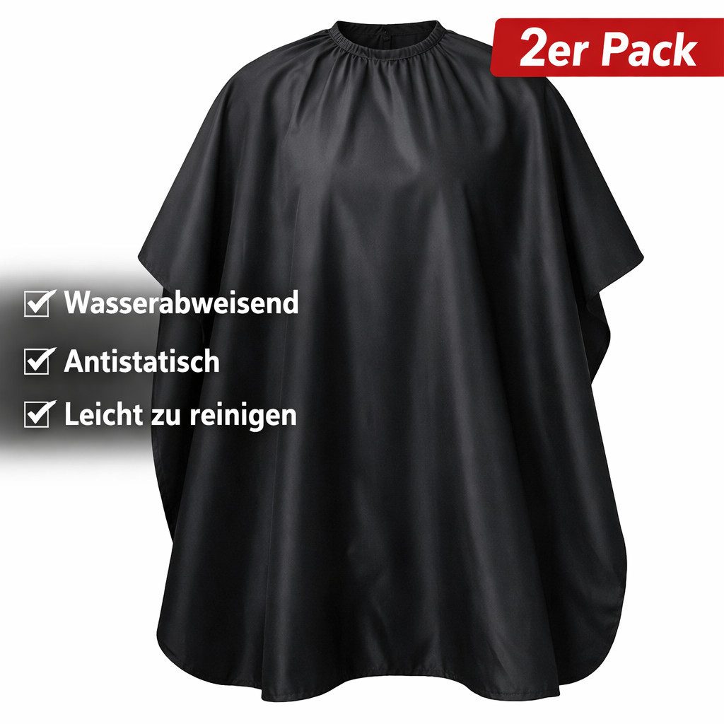 IC collection Umhängeschürze Friseurumhang mit Hakenverschluss (2er Pack), (Spar-Set Haarschneideumhang, 2x Frisierumhang), Hakenverschluss am Hals - stufenlos verstellbar - Antistatisch
