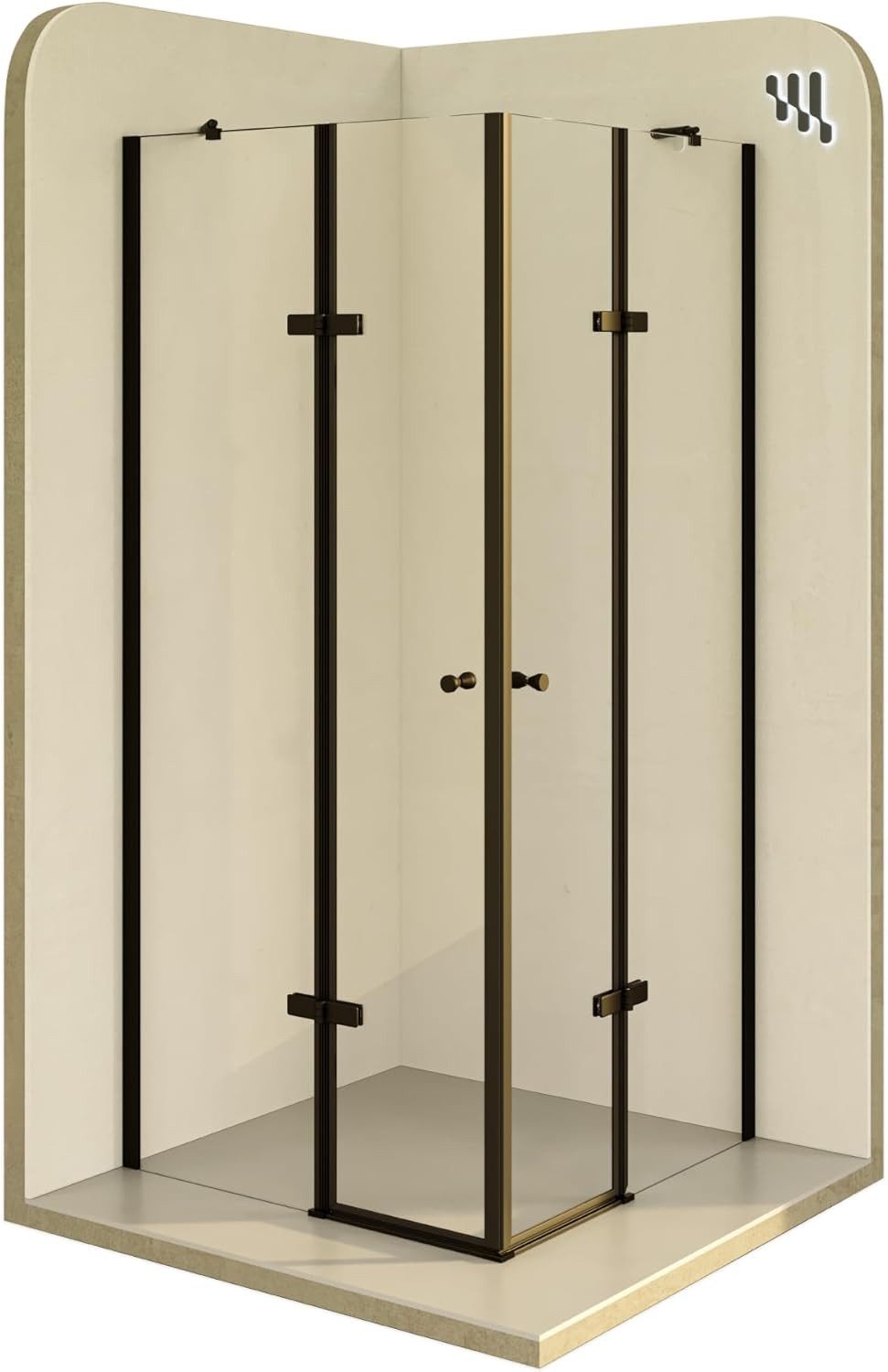 i-flair Eckdusche Duschkabine Alice aus durchsichtigem ESG, Höhe 180 cm, 100x100 cm, BxT: 100x100 cm, Einscheibensicherheitsglas, ohne Duschtasse, mit hochwertigen Aluminiumprofilen in schwarz, ebenerdiger Einbau möglich, mit Drehtüren