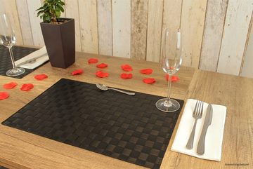 Platzset, Tischset MODERN schwarz 6er Tischunterlage als Tischdeko, matches21 HOME & HOBBY, (6-St), modernes Esstisch Platzdeckchen als abwaschbarer Tischuntersetzer