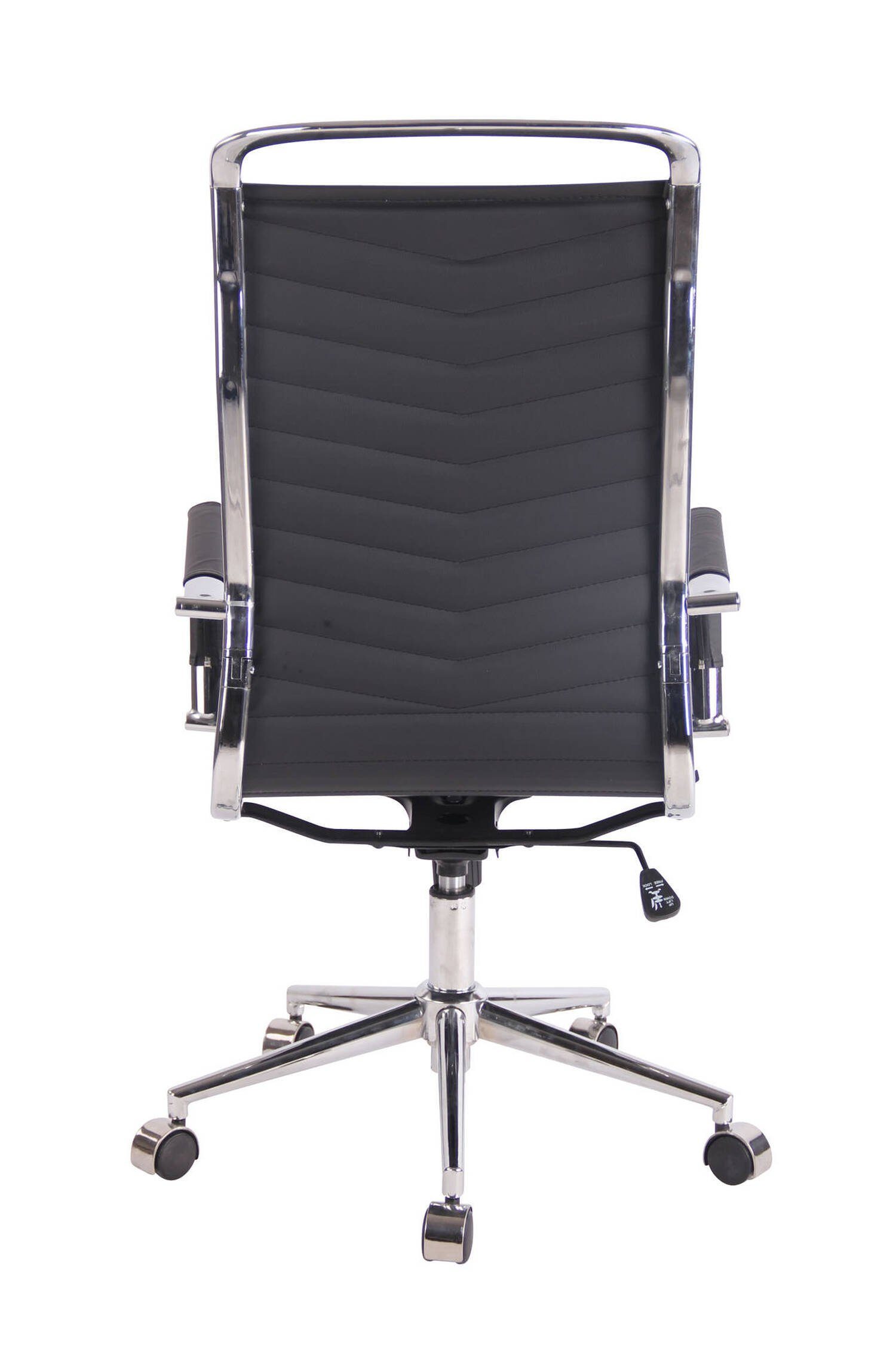 TPFLiving - Bürostuhl (Schreibtischstuhl, Sitzfläche: Metall Kunstleder chrom Chefsessel, mit schwarz Drehstuhl, Battle geformter Rückenlehne bequemer XXL), Gestell: Bürostuhl ergonomisch