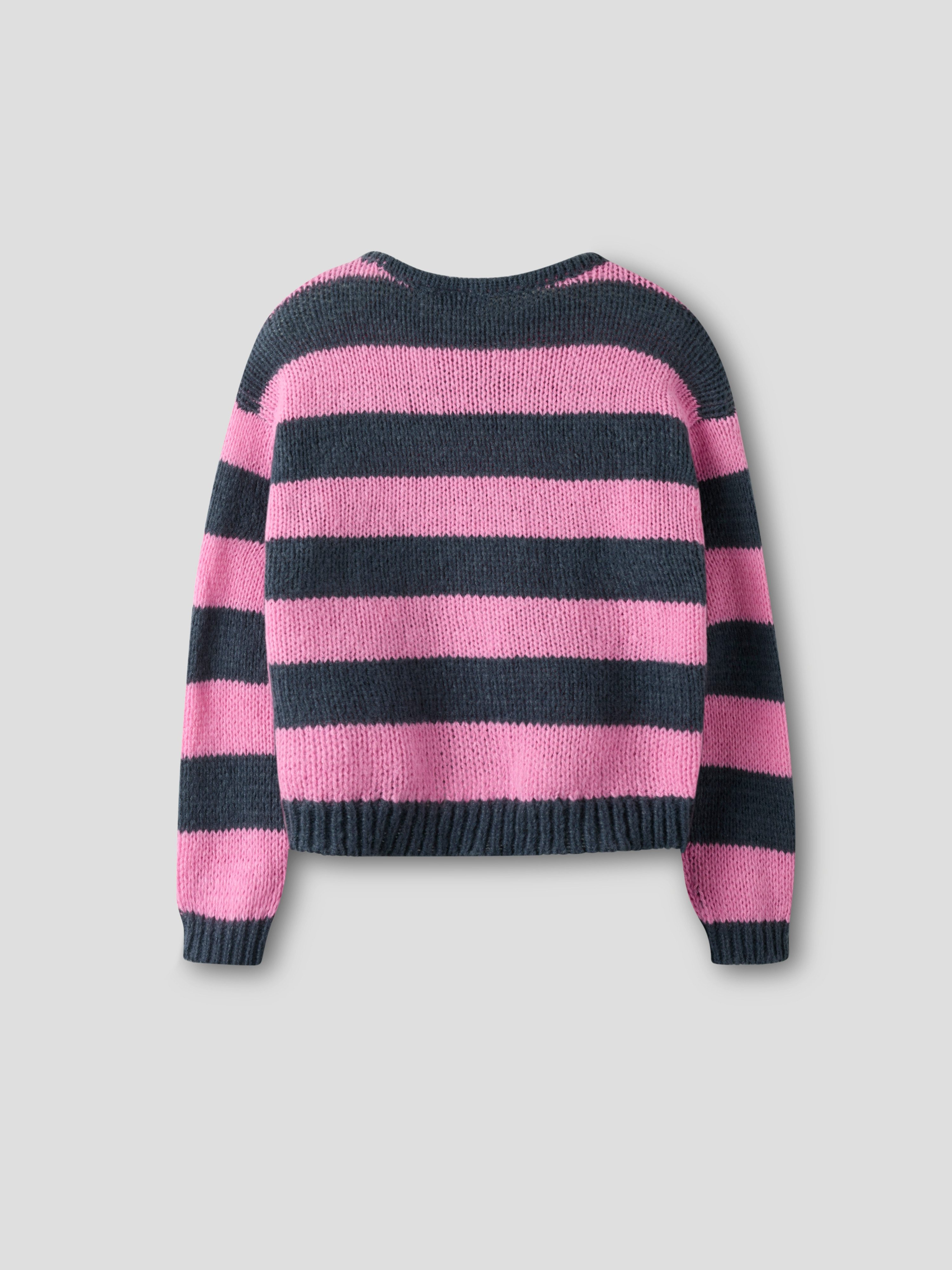 Name It Strickpullover NKFLELIA LS KNIT BOX Kunstfaser, loose fit, gestreiftes Strickmuster