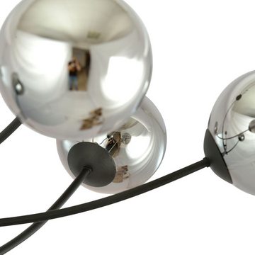Licht-Erlebnisse Deckenleuchte DORA, ohne Leuchtmittel, Rauchglas Metall E14 Schwarz Graphit 4-flammig Kugelschirm Modern