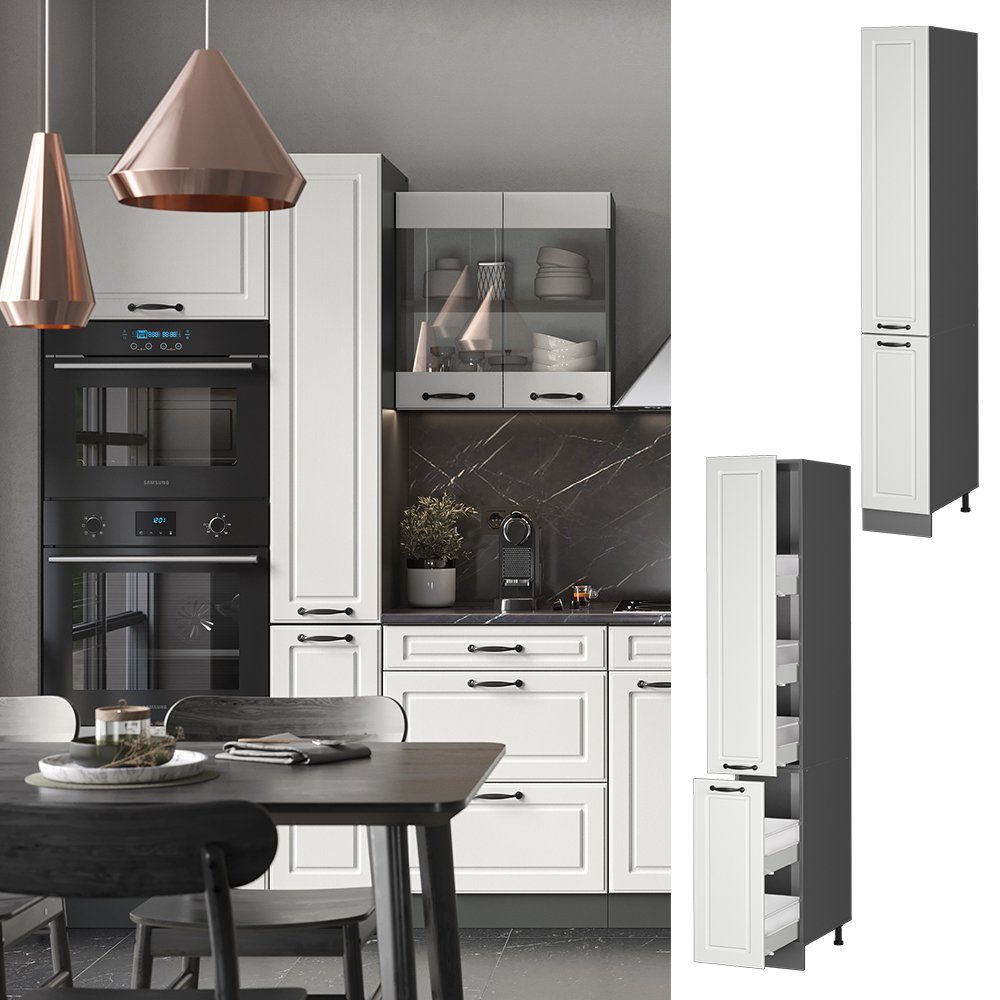Vicco Hochschrank R-Line, Weiß Landhaus/Anthrazit, 30 günstig online kaufen