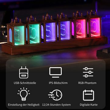 TWSOUL Kinderwecker RGB-Digitalröhrenuhr,Elektronische RGB-Uhr 16 Millionen Farbeinstellungen,, Sieben Anzeigemodi