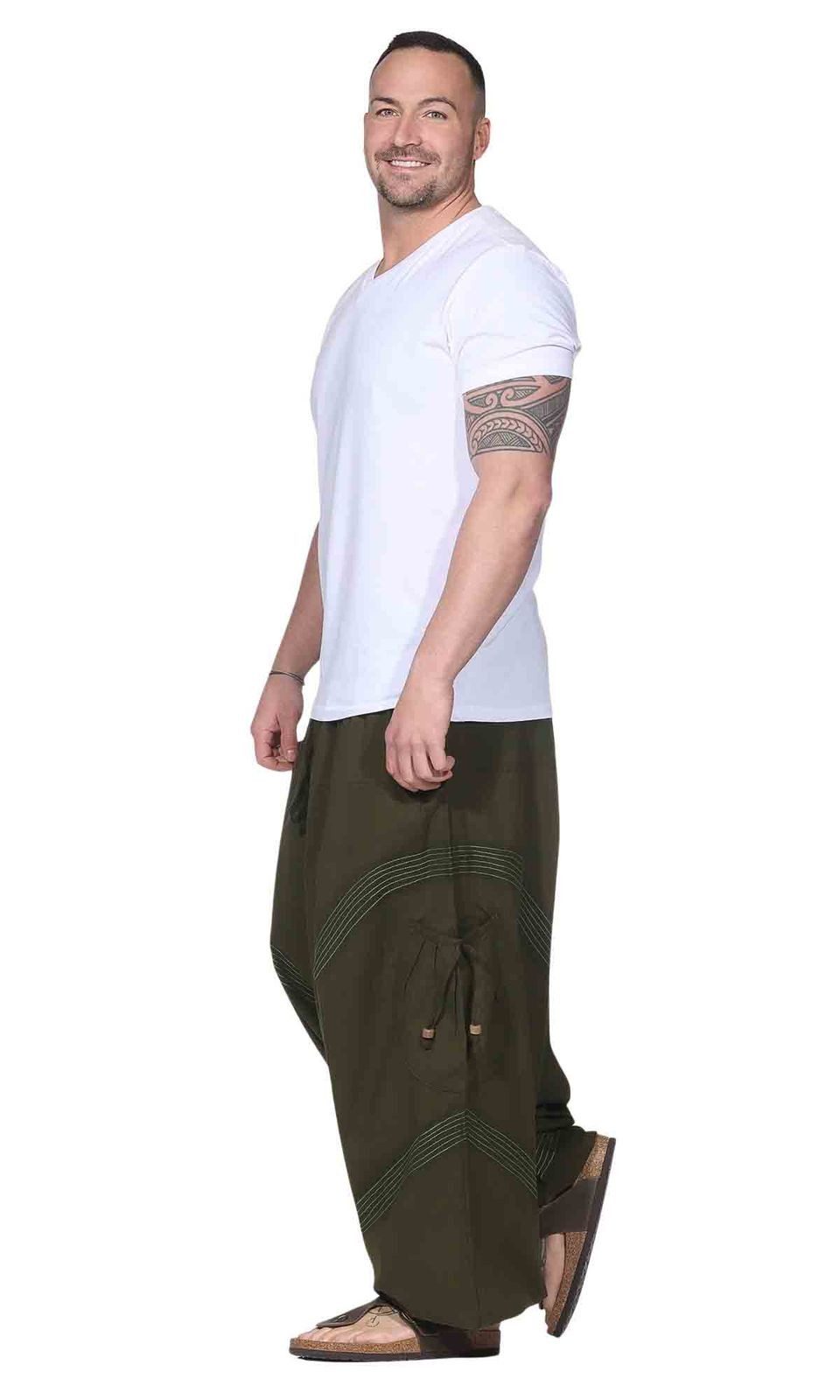 KUNST UND MAGIE Haremshose Haremshose Herren Unisex Baumwolle – Goa Hose mit Taschen Aladinhose