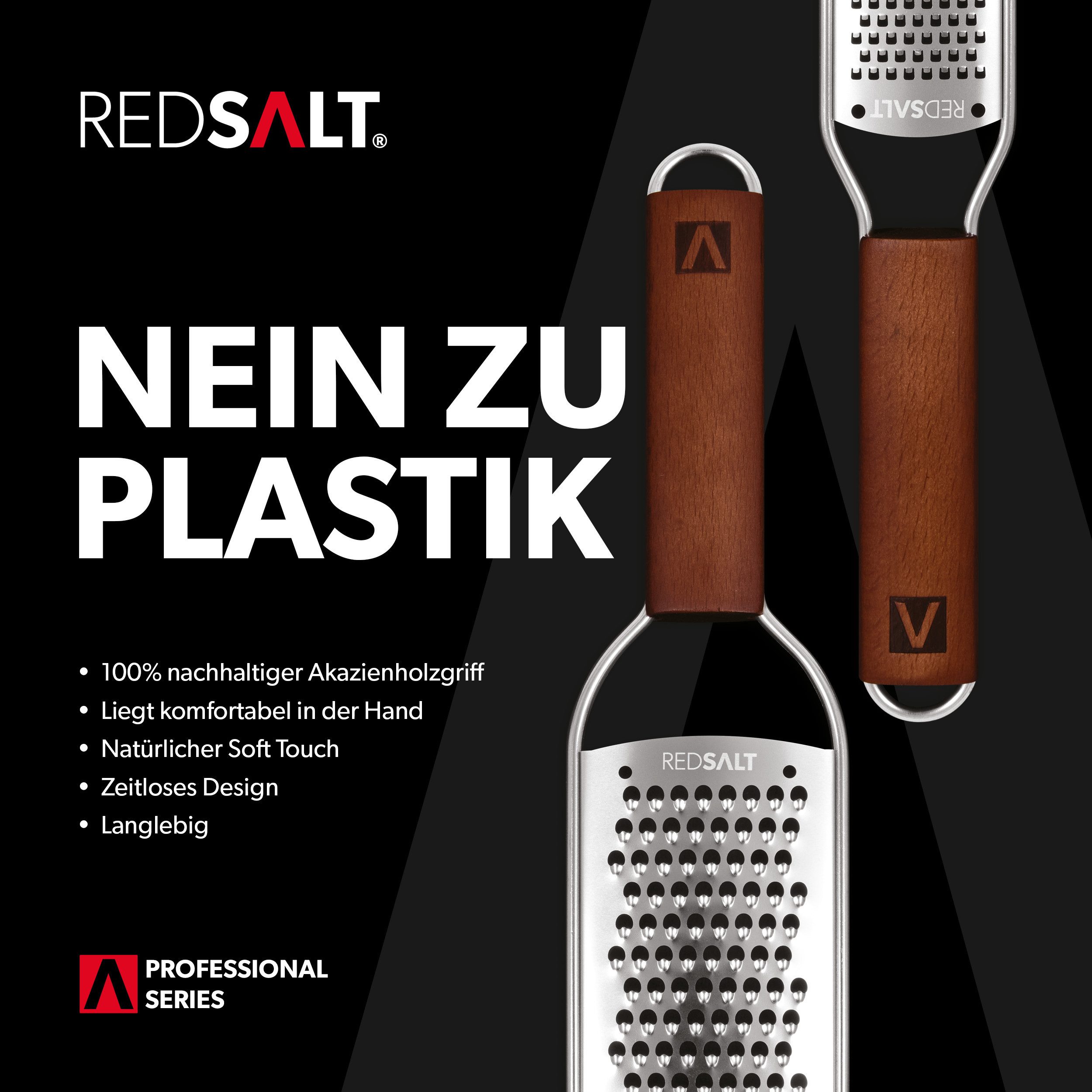 REDSALT® Küchenreibe Edelstahl Reiben Set mit Holzgriff, Profi Küchenreiben, Set Zester + Julienne Reibe, Feine rostfreie Edelstahl Klinge in INOX 18/10 Qualitä – Bild 4 von 5