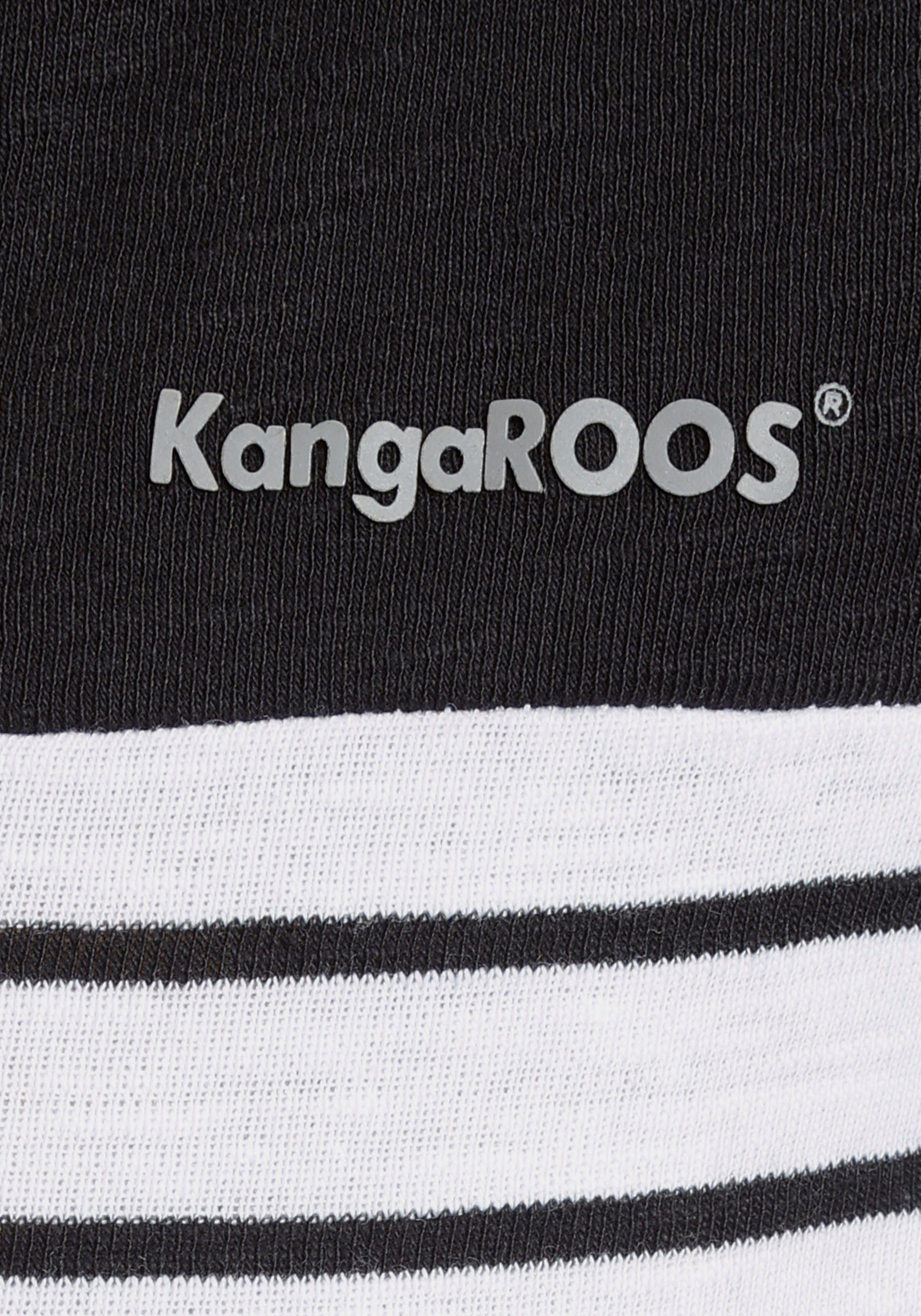 schwarz-weiß-geringelt Kapuze Shirtkleid mit KangaROOS cooler