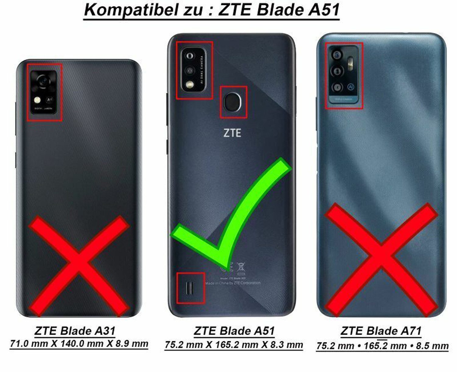 betterfon Handyhülle Handytasche für ZTE Blade A51 Klapphülle Rosegold, Wallet Case mit Kartenfächern Magnetverschluss und weicher Innenhülle