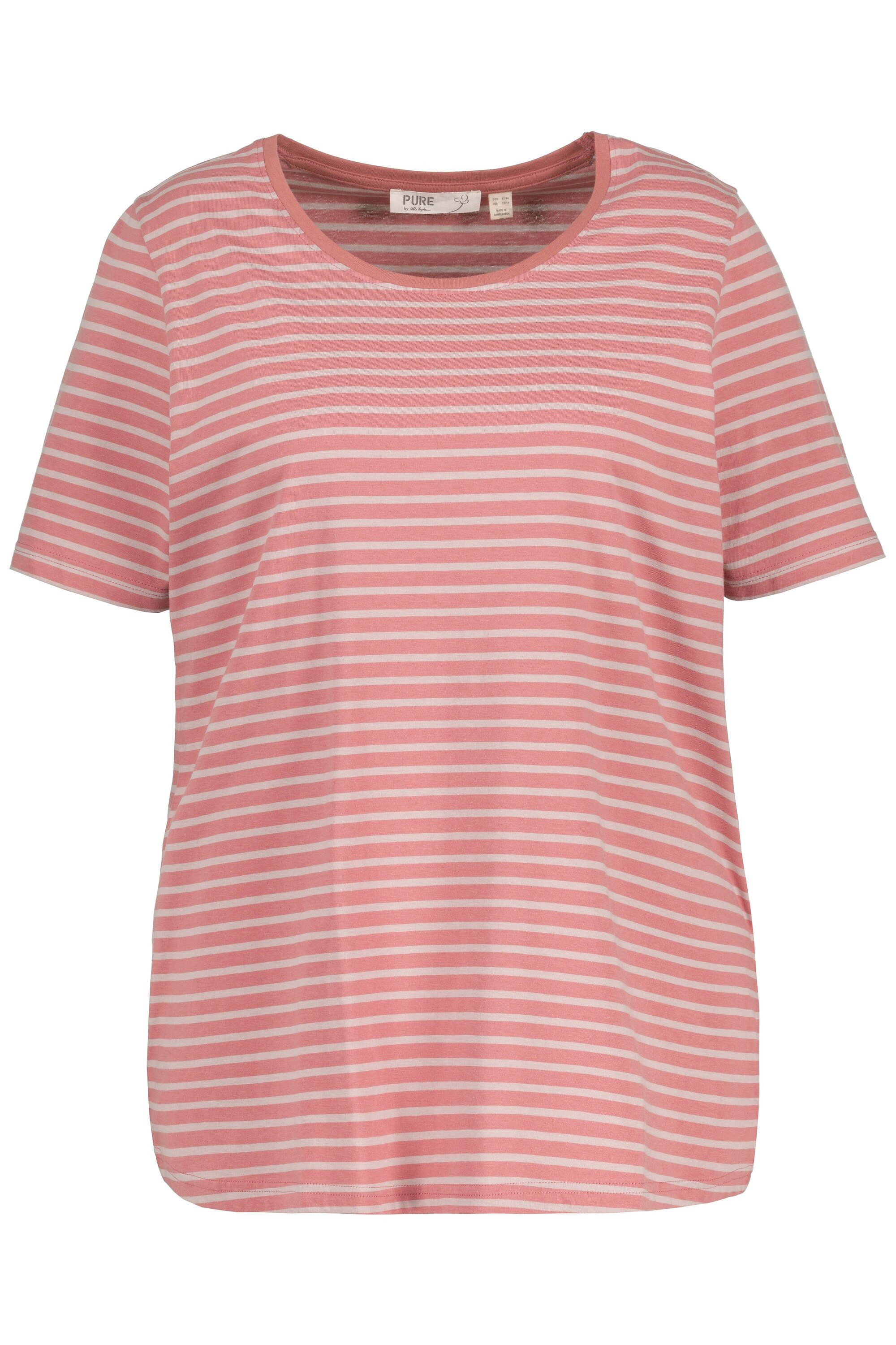 Ulla Popken Pyjamaoberteil Pyjamashirt Ringel Rundhals günstig online kaufen