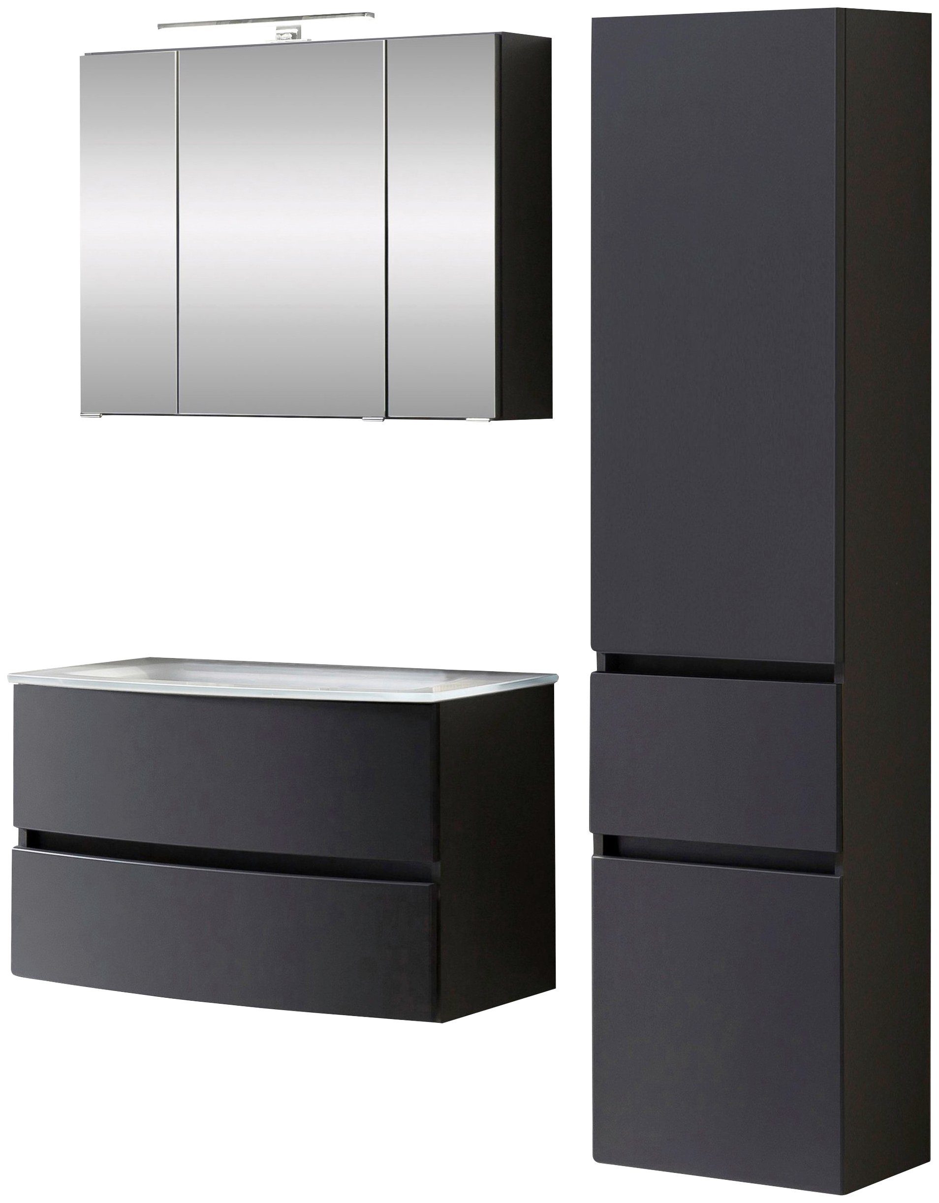 welltime Badezimmer-Set Kaunas, (Set, 3-St), bestehend aus Waschtisch-Set mit Seitenschrank, Breite 120 cm