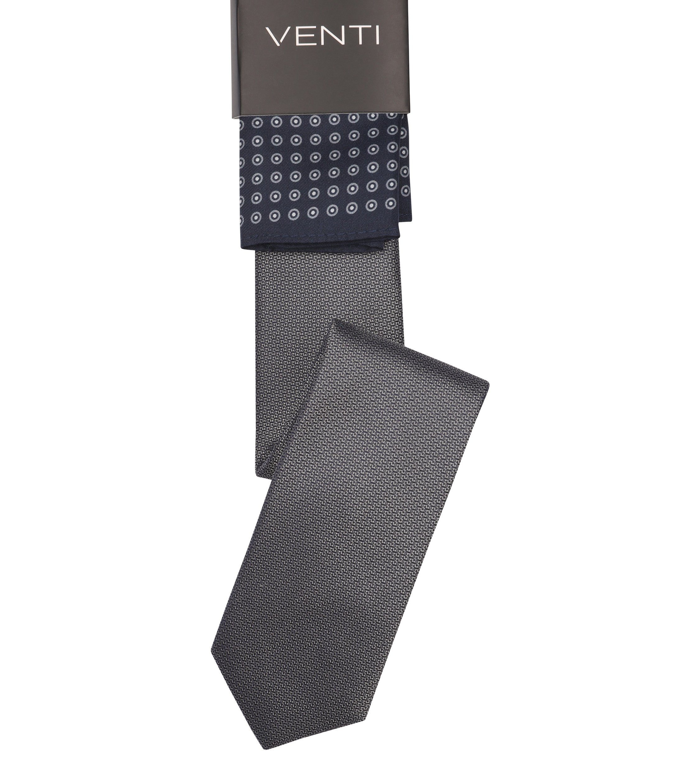 VENTI Krawatte VENTI Set aus Krawatte und Einstecktuch gemustert