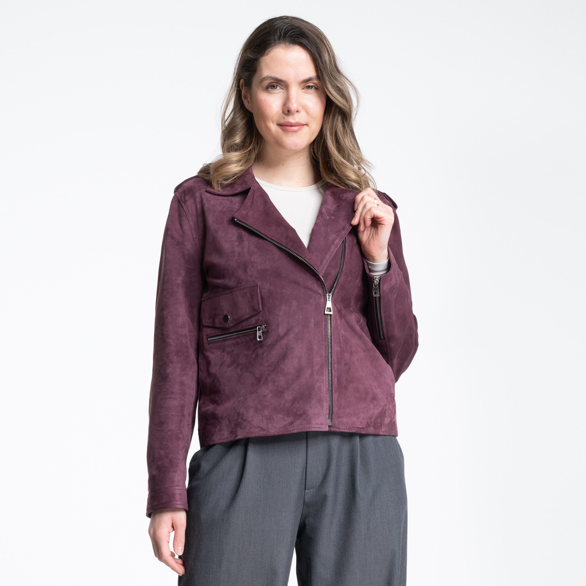 Mouflon Lederjacke Jenny 100% echtes Ziegenveloursleder