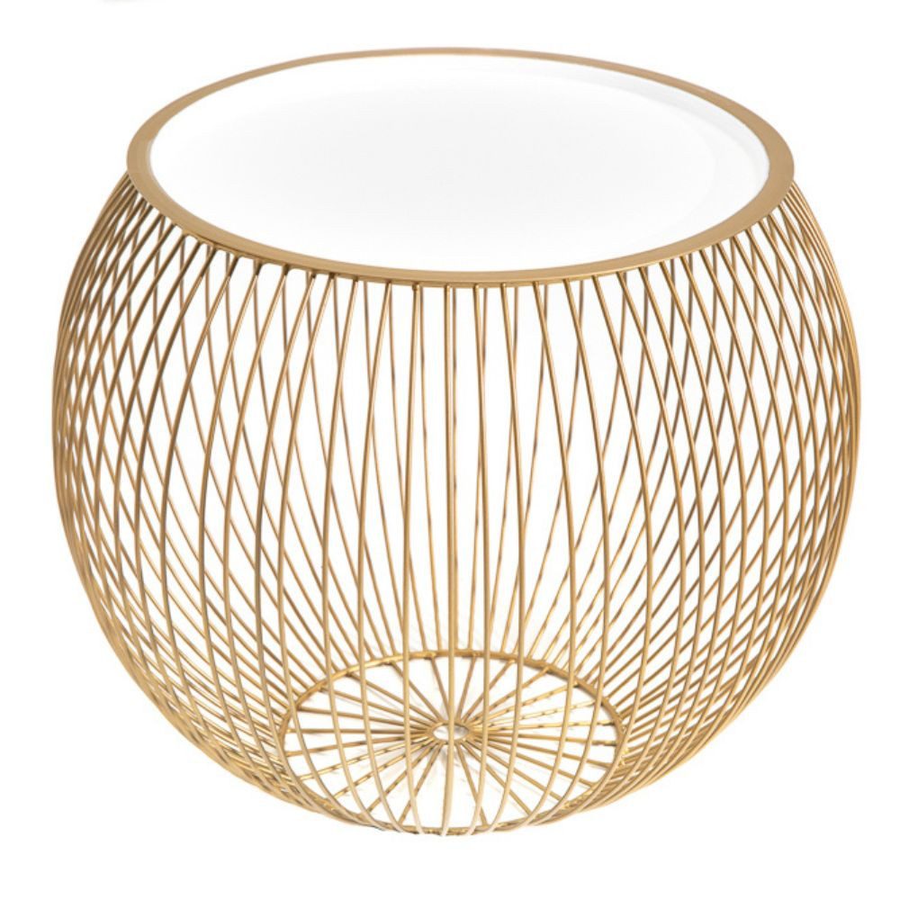 LebensWohnArt Couchtisch Filigraner Aufbewahrungs-Couchtisch mit Tablett AGGIO 41cm gold