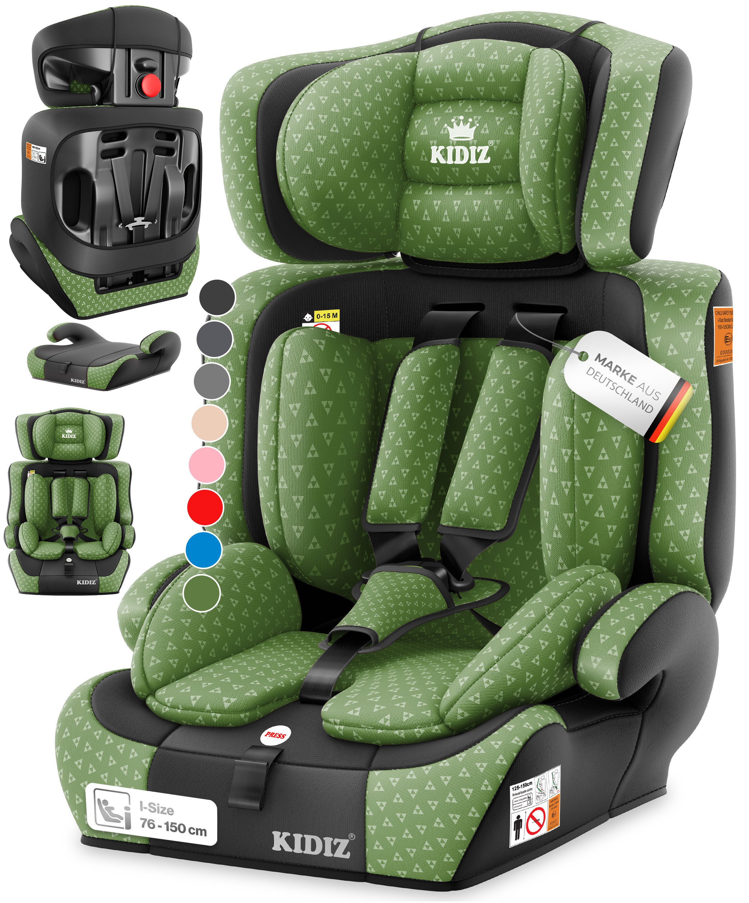 KIDIZ Autokindersitz, Kinderautositz 1-12 Jahre, Mitwachsend, Gruppe 1+2+3, 9-36 kg Autositz
