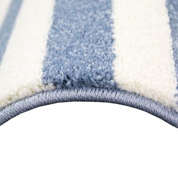 Kinderteppich Kinderteppich Maritim Kinderzimmerteppich Jungen Teppich mit Anker in Blau Creme, Teppich-Traum, Rund, Höhe: 13 mm