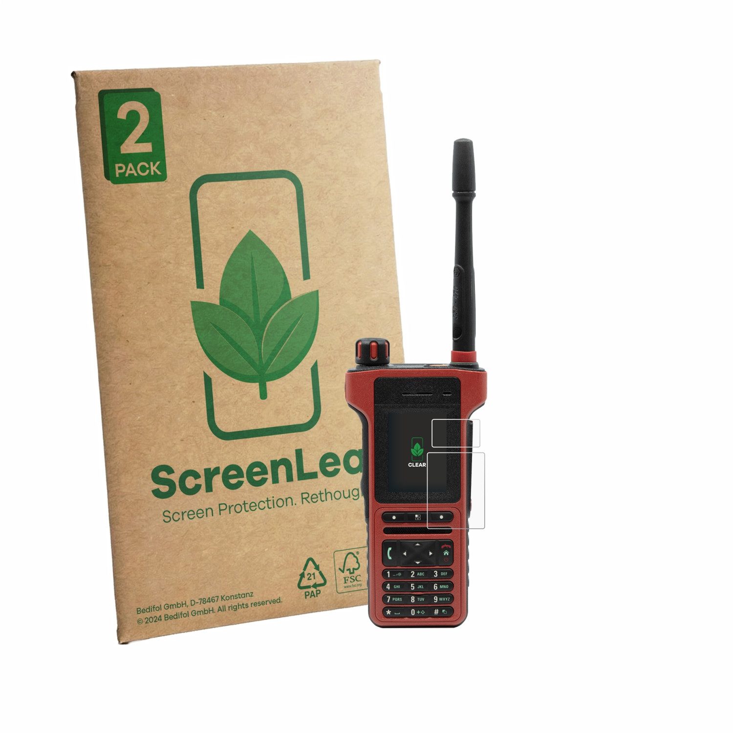 ScreenLeaf Displayschutzfolie Schutzfolie für Motorola MTP8550Ex, 2 Stück, Displayschutz Schutz Folie Klar Transparent