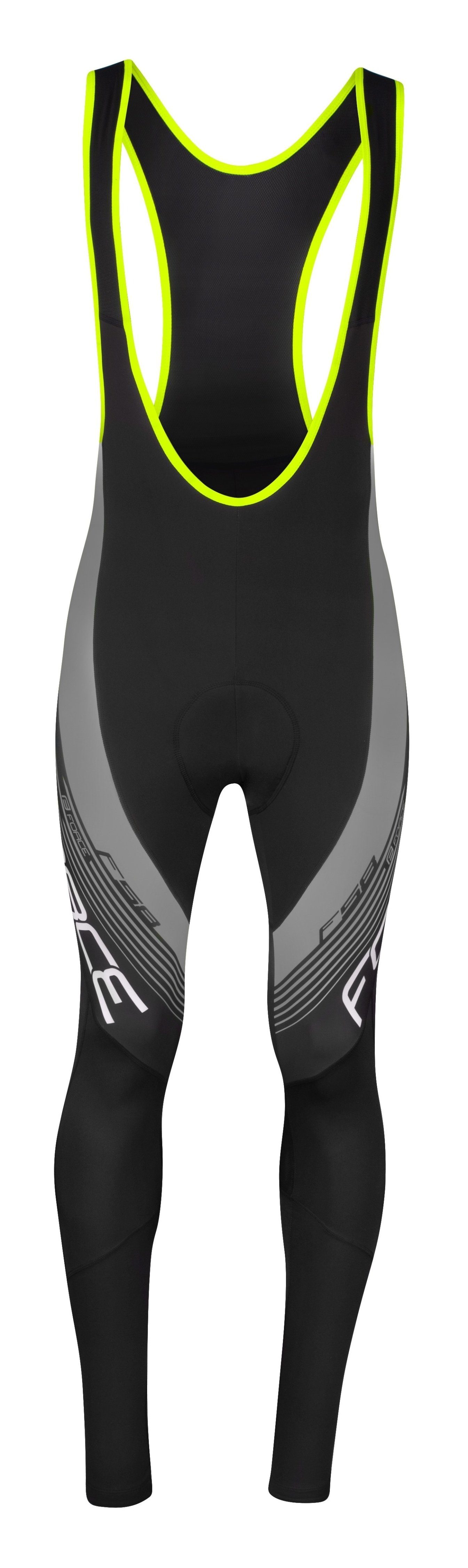 FORCE Fahrradhose Bibtights FORCE F58 mit Pad Grau %%%