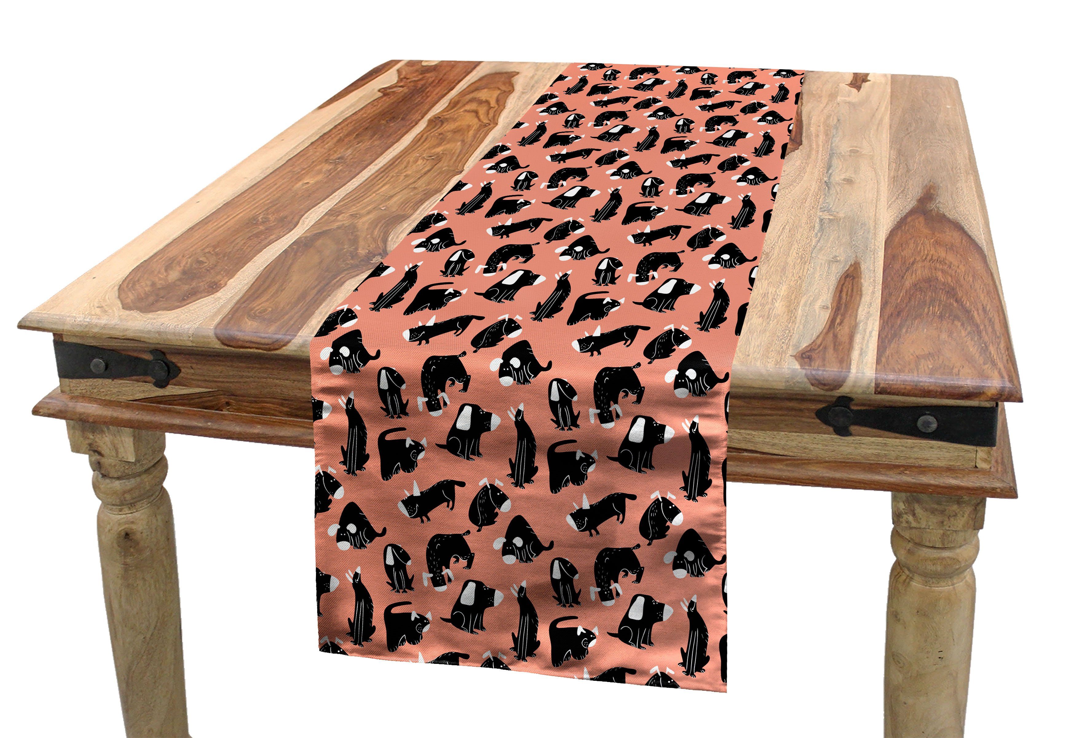 Abakuhaus Tischläufer Esszimmer Küche Rechteckiger Hund Around Tischläufer, Chilling Doggies Dekorativer Verschiedene