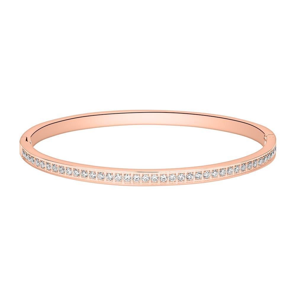 Unique Edelstahlarmband Sparkling Armreif mit Zirkonia Rosé B5251