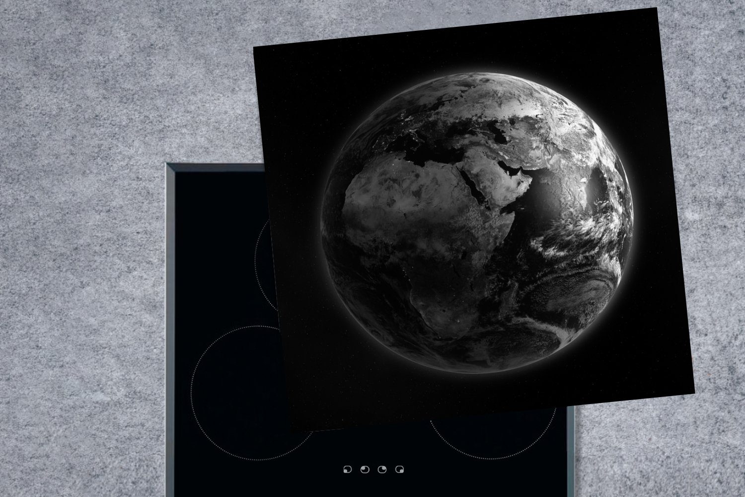 für Planeten, Vinyl, Erde Herdblende-/Abdeckplatte (1 Ceranfeldabdeckung, MuchoWow küche Weltraum - Arbeitsplatte - 78x78 cm, tlg),