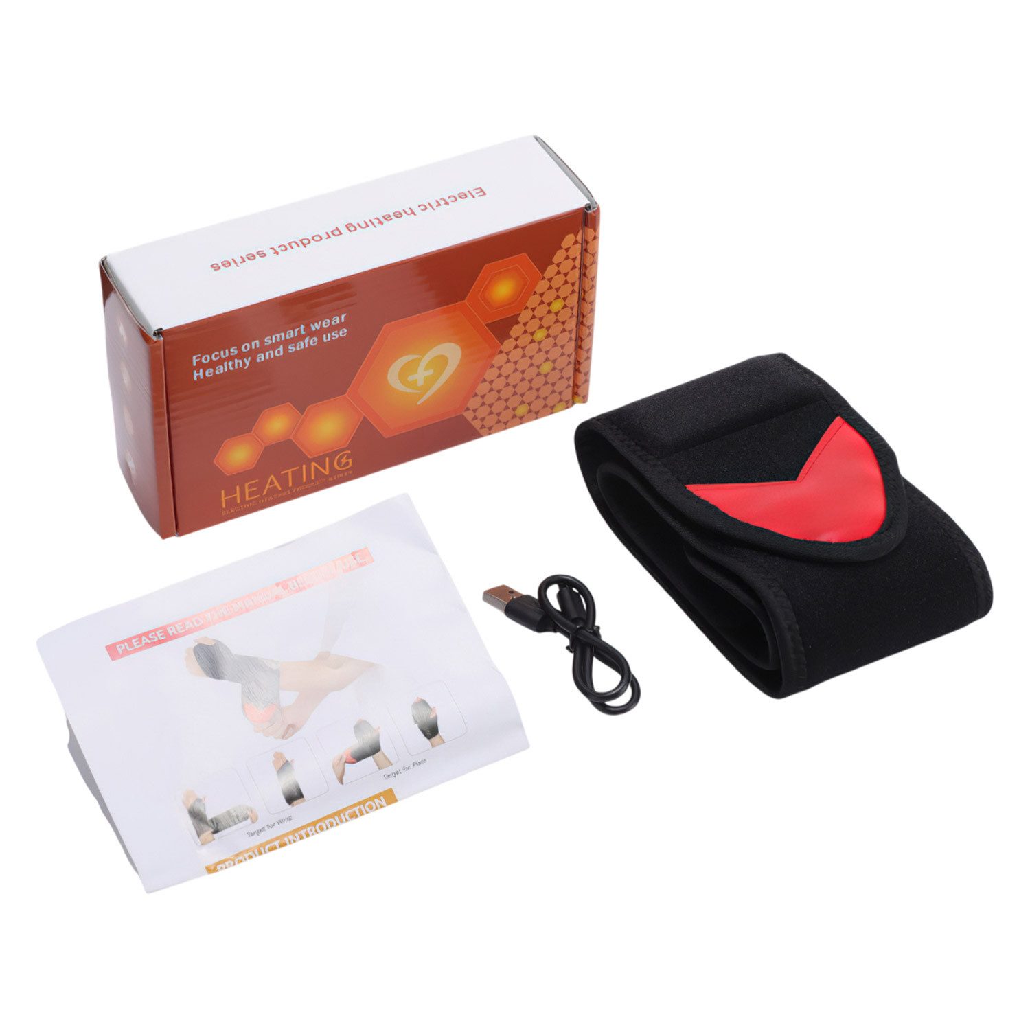 Refttenw Wärmegürtel Infrarot-Wärmegürtel mit Vibration, Heizkissen Kabellos (bis 65°C), 8,5 x 69 cm, 3000mAh Akku, praktisches Daumenloch