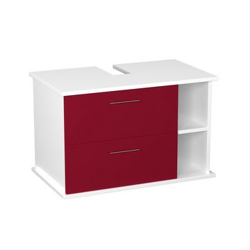GARLIVO Waschbeckenunterschrank GLA-80R mit Schubladen, Badezimmer Waschtischunterschrank, Rot Breite 80 cm, Soft-Close, Push-to-Open/ Tip-On, Hängend
