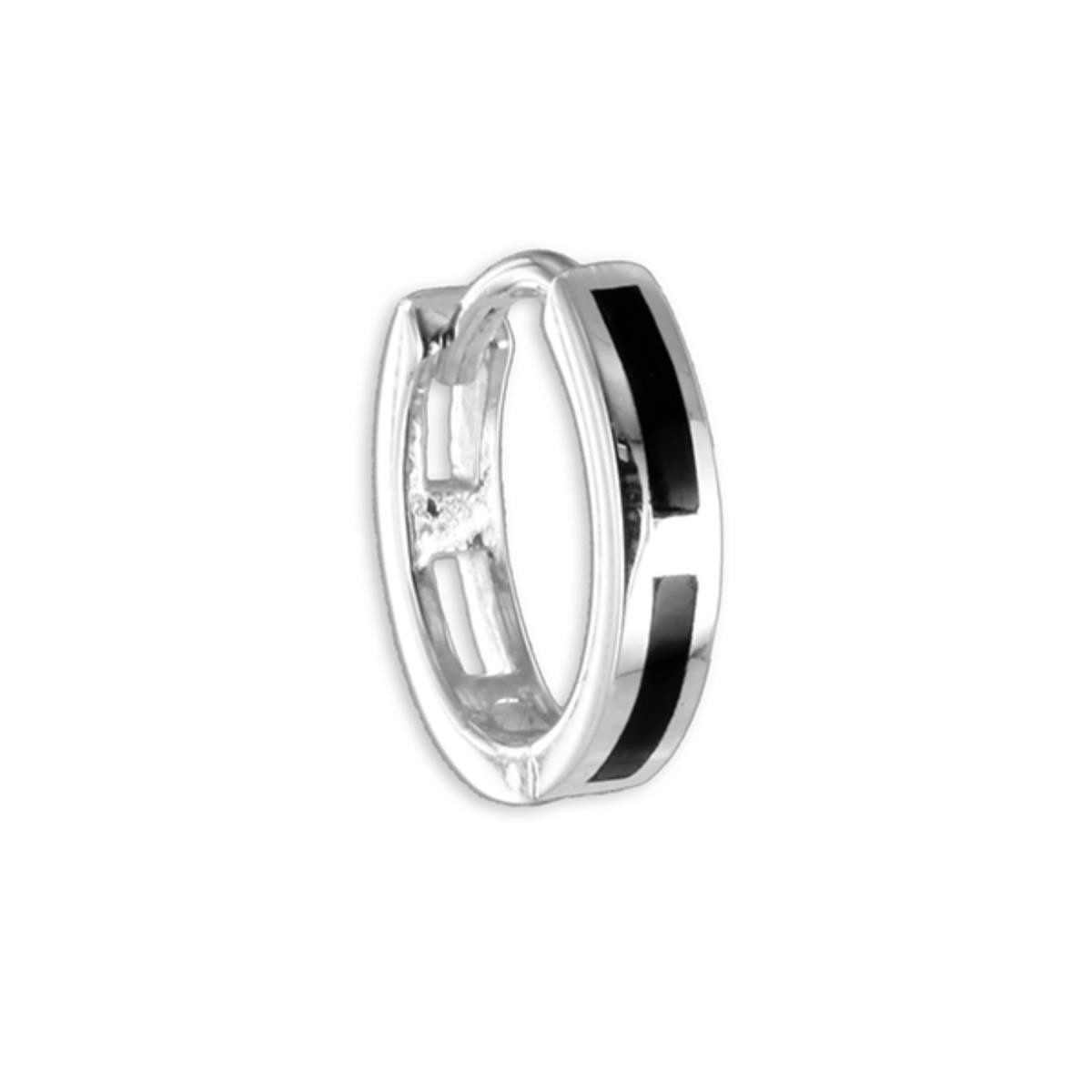 Order & Smile Schmuck Single-Creole Herren Ohrring: 925 Silber Klapp-Creole mit Onyx