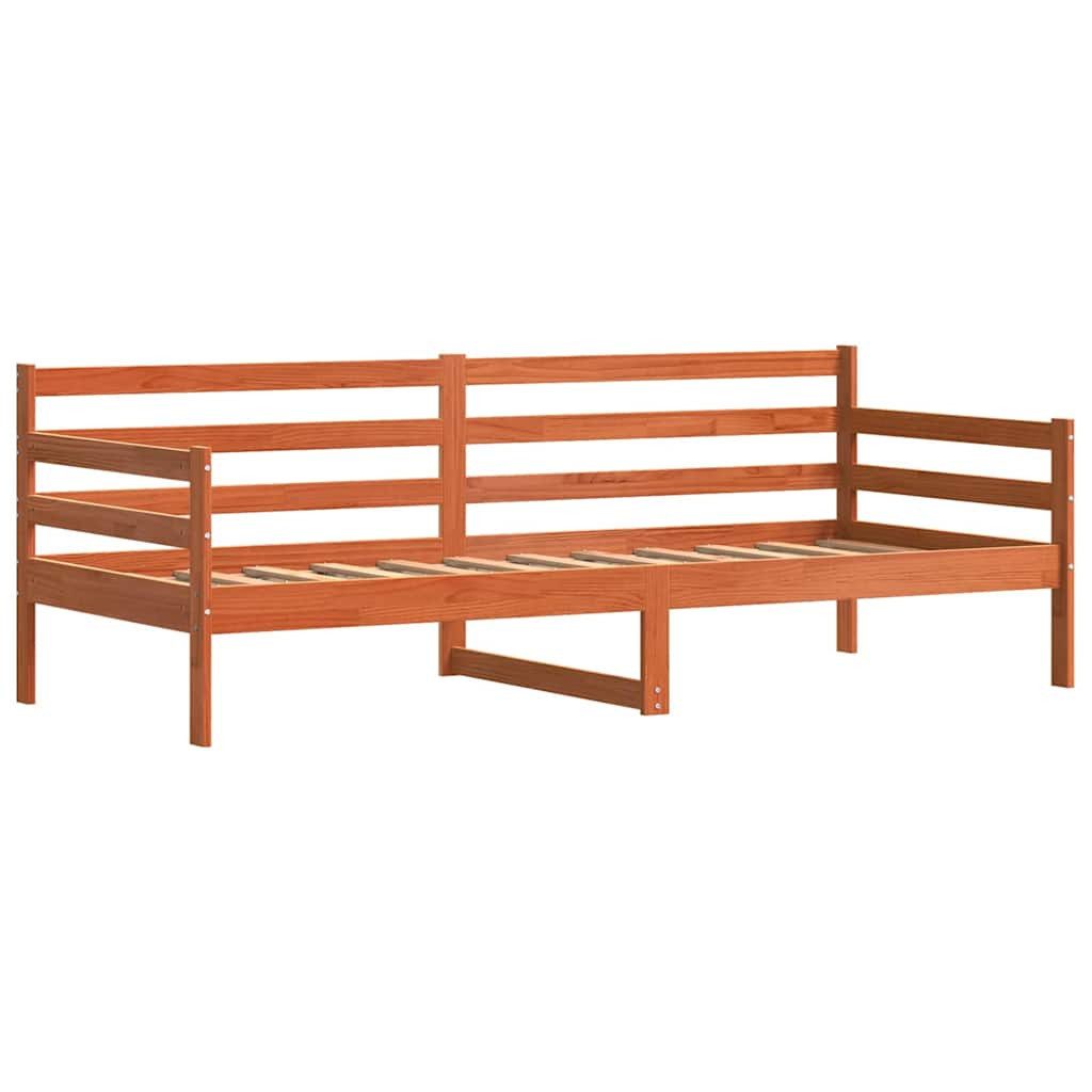 vidaXL Bett Tagesbett mit Kopfteil Wachsbraun Massives Kiefernholz (1-tlg)