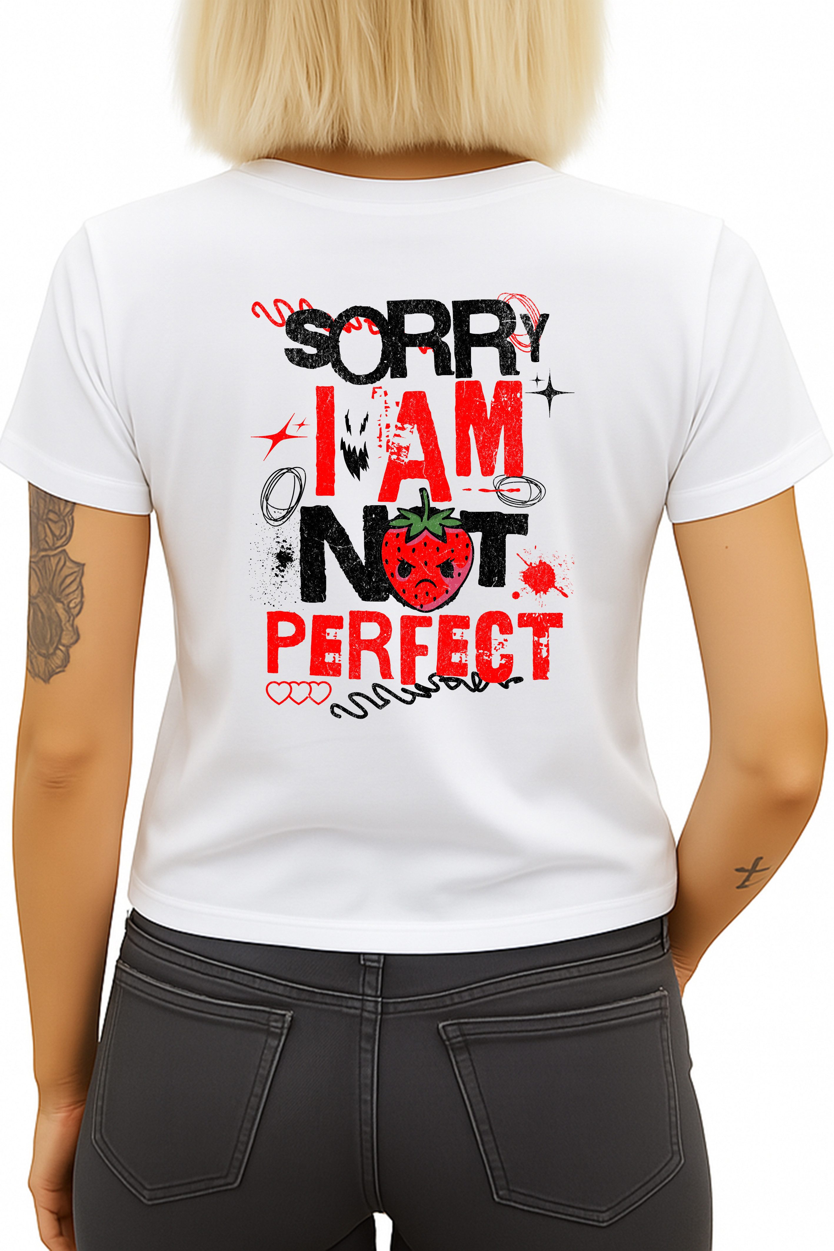 Banco T-Shirt Damen Shirt Classic Basic Sommer Kurzarm – "Sorry I Am Not Perfect" Premium T-Shirt aus 100% Baumwolle