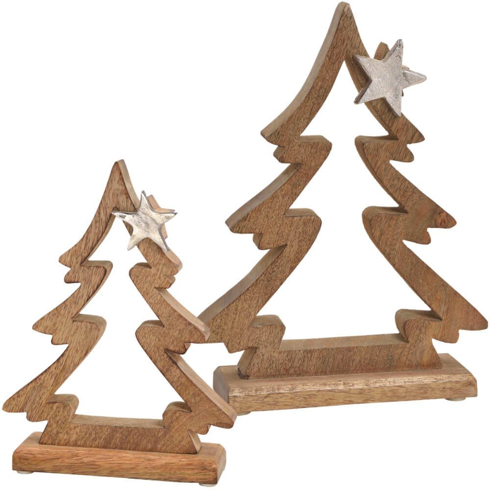 matches21 HOME & HOBBY Dekofigur Weihnachtsdeko Baum Holz Figur 2 Größen (1 günstig online kaufen