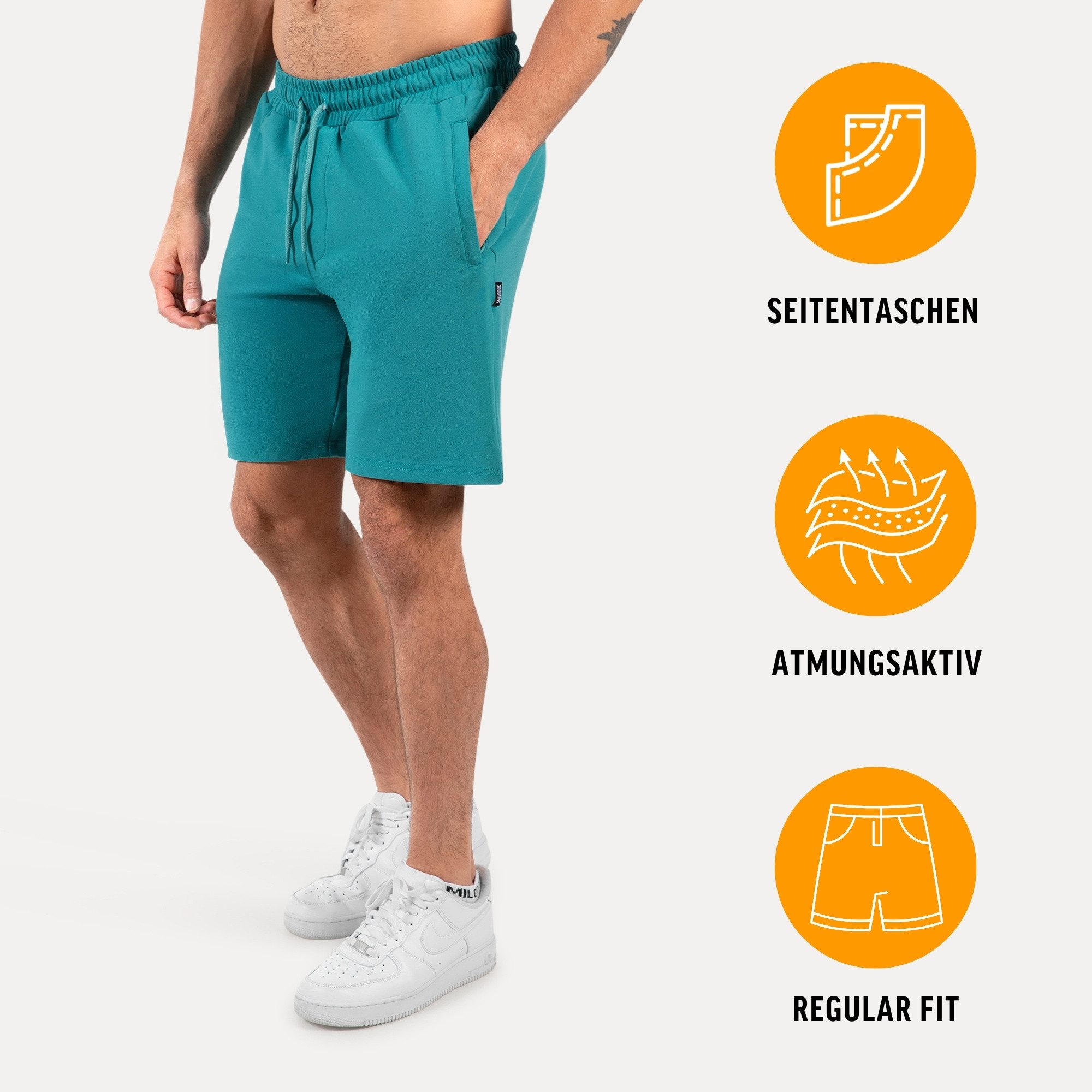 Smilodox Shorts Xion, Bequeme Sportshorts mit 3D Rubber Print, Training Hose elastischer Bund mit Kordelzug Hohe Bewegungsfreiheit Sport Alltag