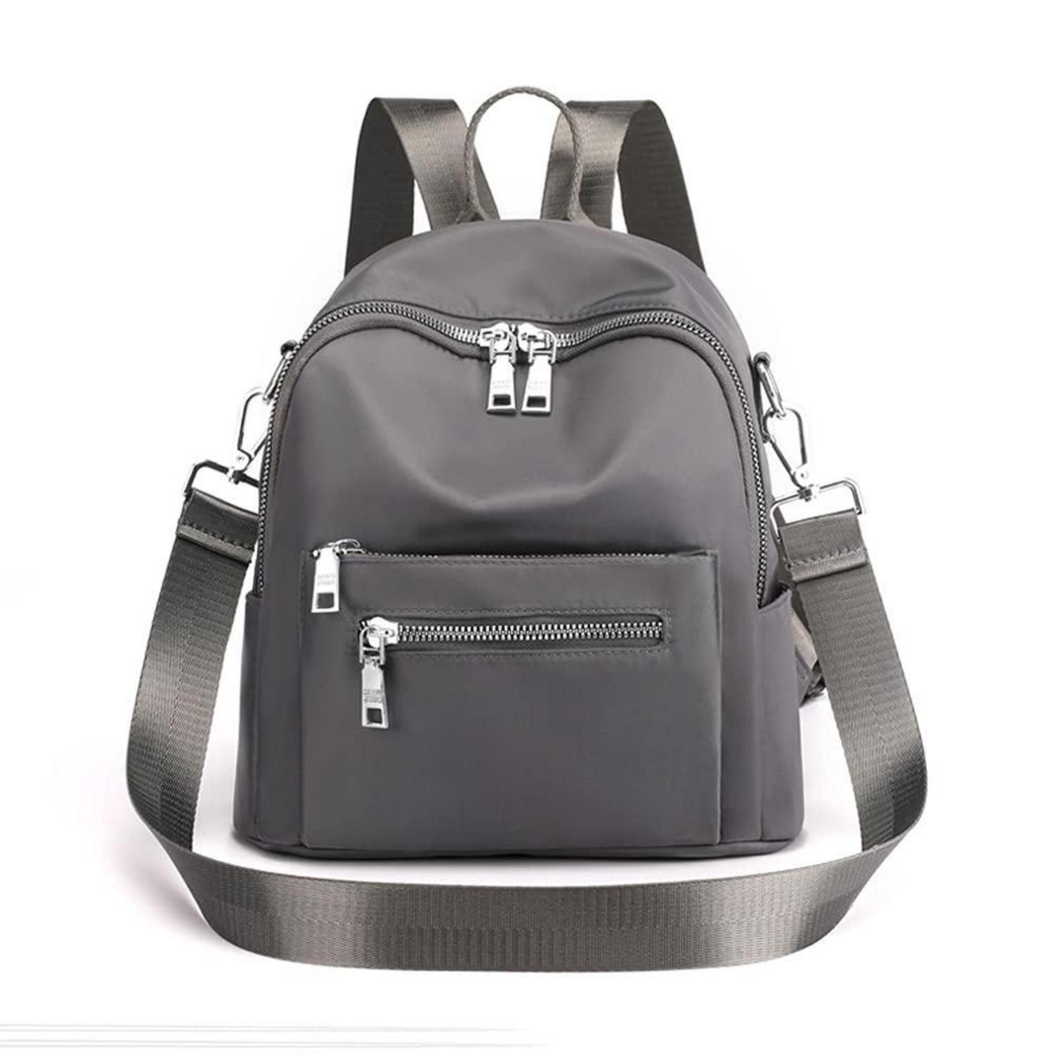 LuxusKollektion Minirucksack Damen Rucksack Klein 2in1 Wasserdicht Grau
