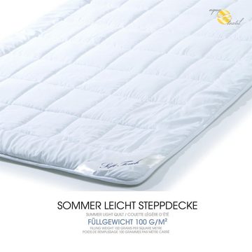 Bettdecke, Kopfkissen + Topper, Soft Touch Mikrofaser Sommer Leicht Steppdecke 140x200cm, aqua-textil