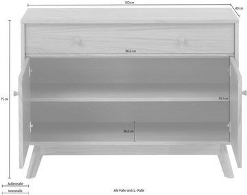 Woodman Sideboard Bjórgvin, Breite 100 cm, im schlichten skandinavischen Design