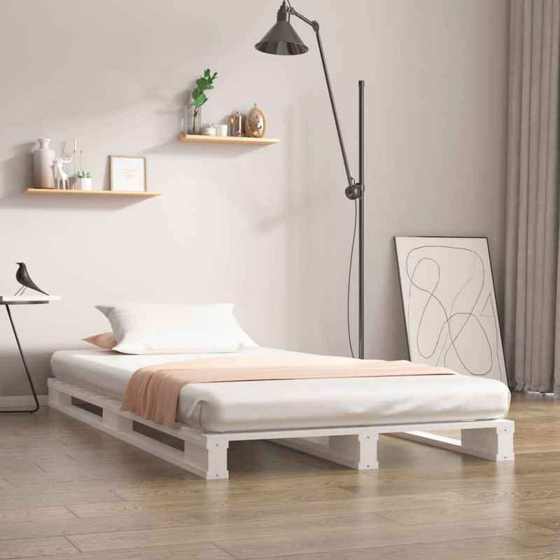 furnicato Bett Palettenbett Weiß 75x190 cm Massivholz Kiefer