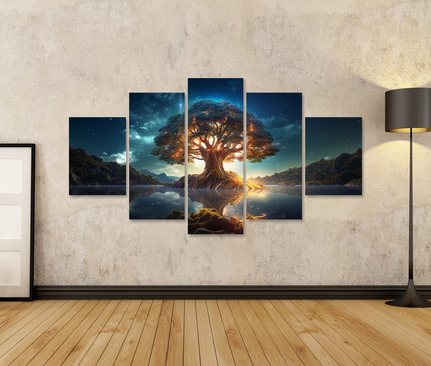 islandburner Leinwandbild Yggdrasil Leuchtender Baum Leben Olorful Heiliger Weltbaum N Bilder