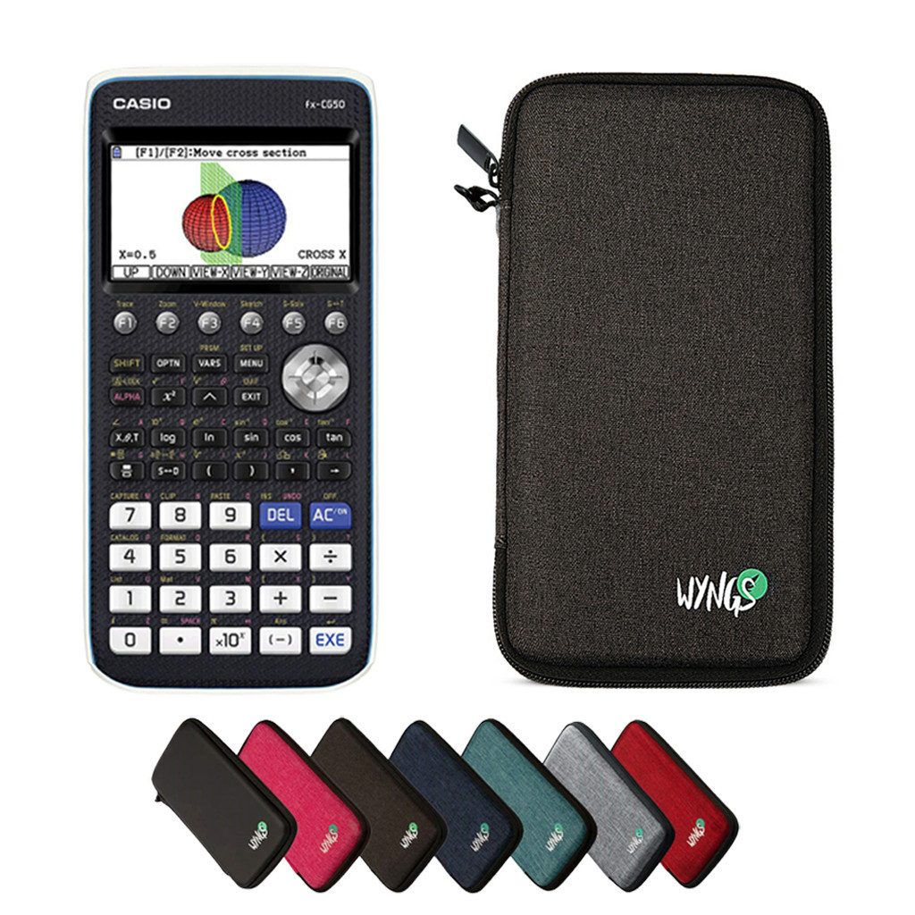 CASIO Taschenrechner fx-CG50 Grafikrechner inkl. WYNGS Schutztasche Dunkelgrau
