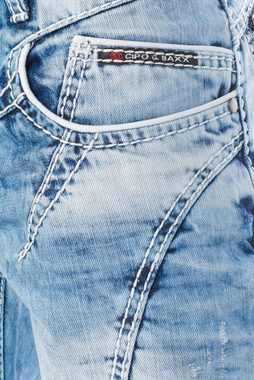 Cipo & Baxx Regular-fit-Jeans Herren Jeans Hose mit ausgefallener Nahtstruktur Jeanshose mit aufwendiger Nahtverzierung