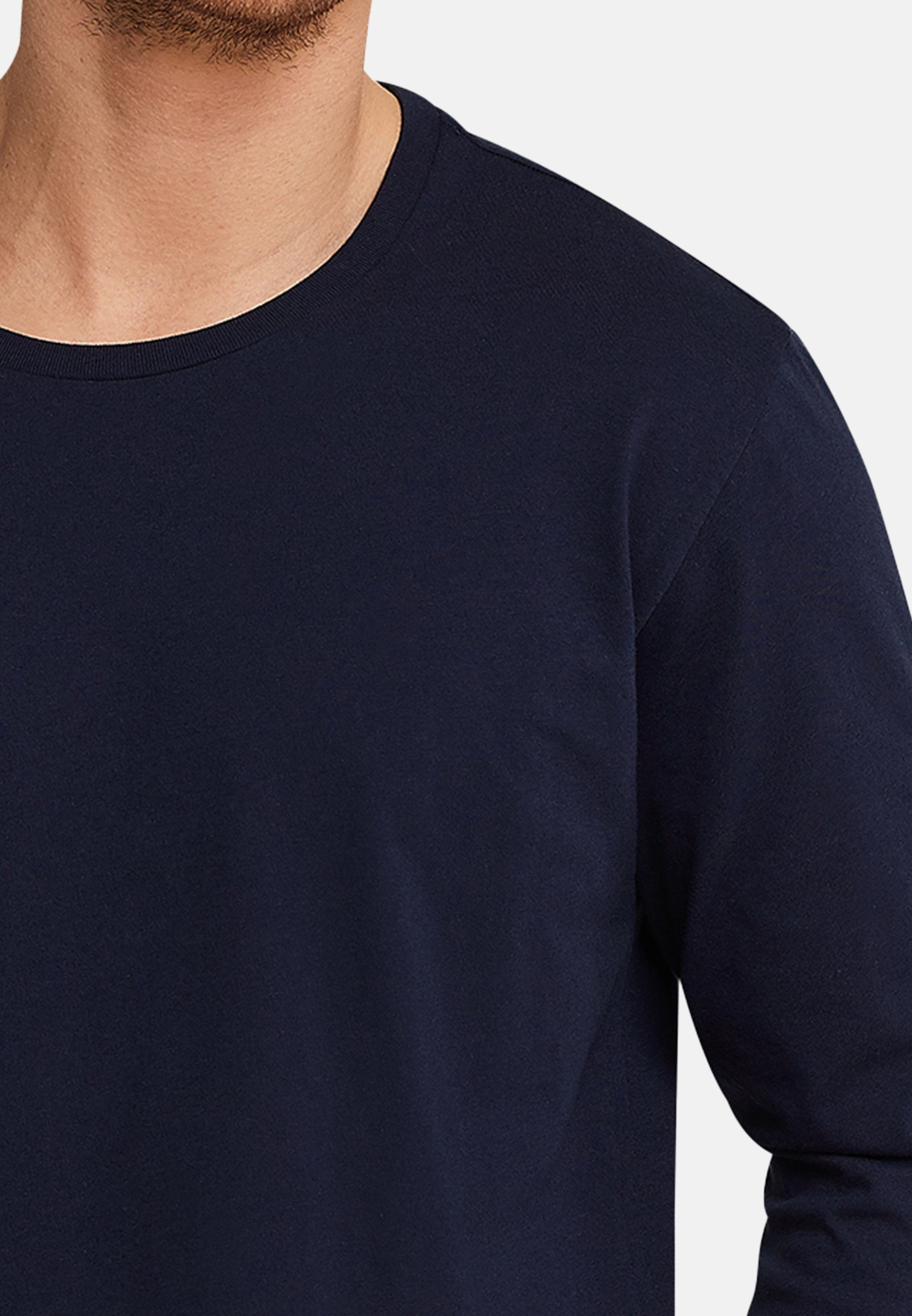 - Shirt Mix Langarm (1-tlg) Schlafanzug mixen dunkelblau - Baumwolle Schlafanzüge zum Relax Pyjamaoberteil & selber Schiesser