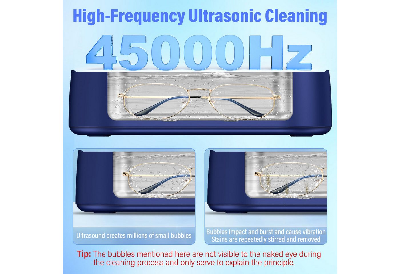 Thumbnail - Kityhome Ultraschallreiniger Ultraschallreinigungsgerät brille, Reiniger Ultraschallgerät zahne, 380ml 45000Hz Tragbar, ...
