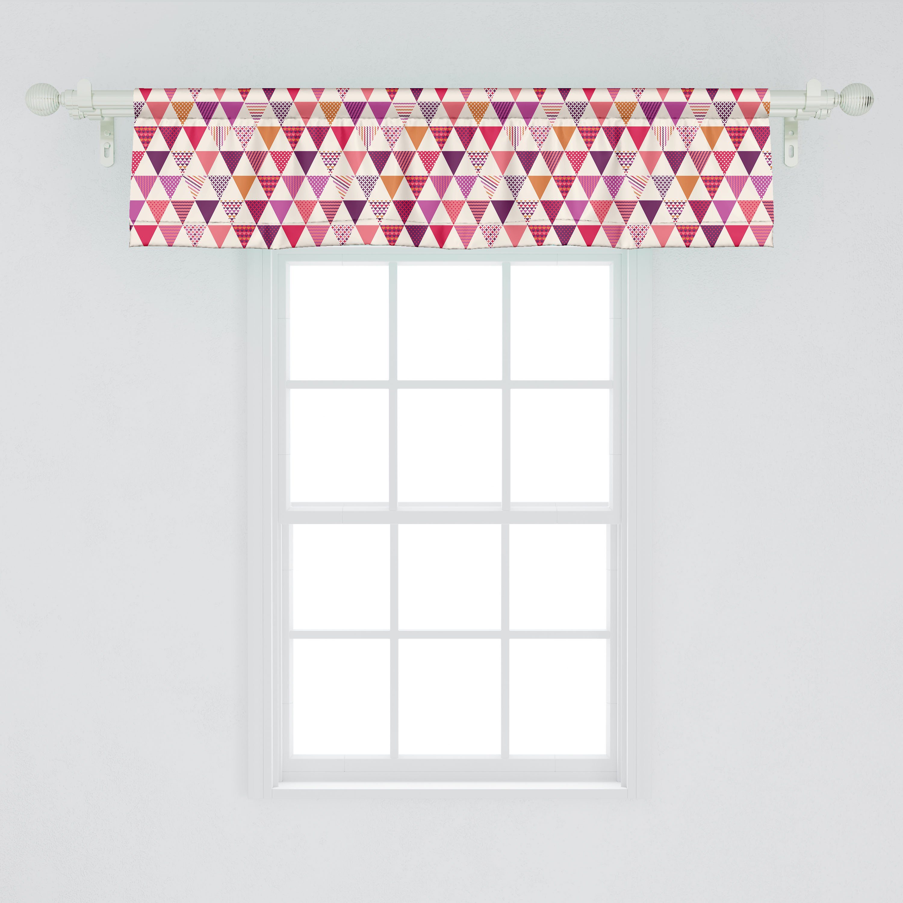 Scheibengardine Vorhang Volant Schlafzimmer mit Dekor Küche Geoemetric Stangentasche, Triangles für Dots Microfaser, Abakuhaus, Rosa