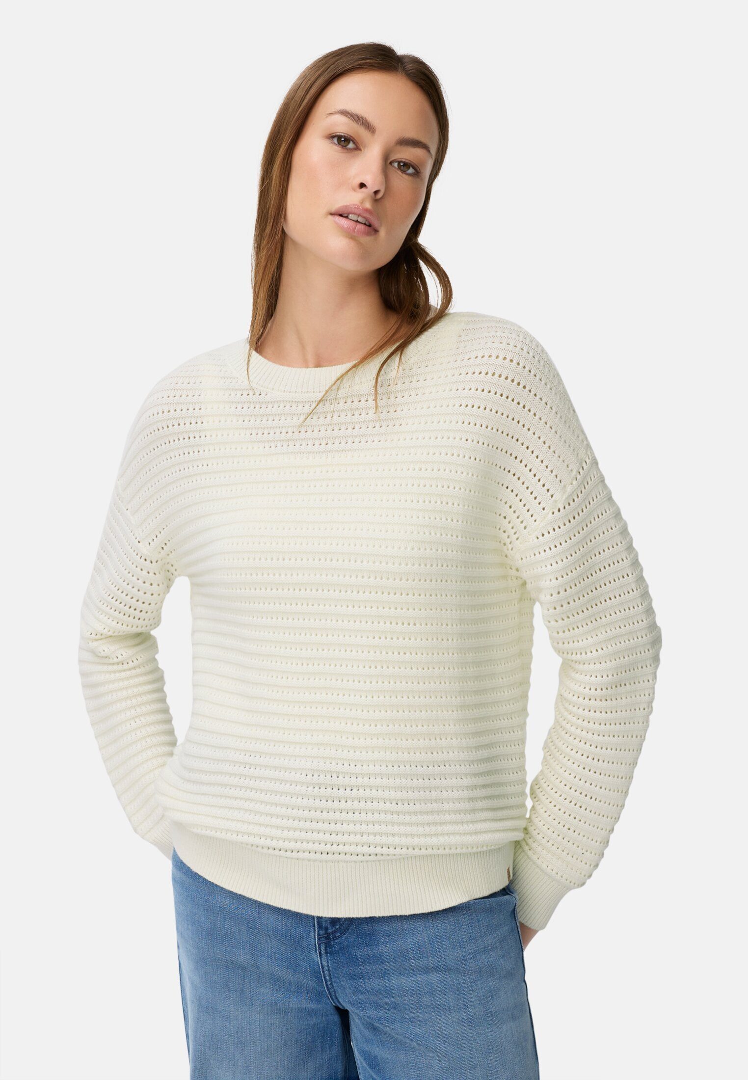 camel active Strickpullover aus einem Baumwollmix Langarm Rundhals Markenlo günstig online kaufen