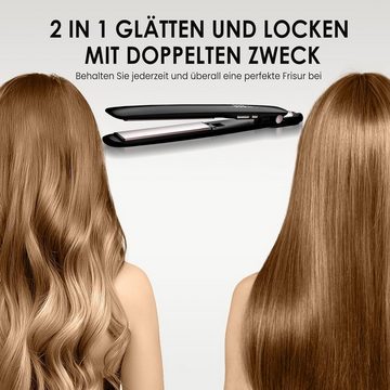 NOVUS Glätteisen 1 Zoll Haarglätter Schnelles mit Aufheizen & Negative Ionen Keramik-Beschichtung, Lockenwickler 2 in 1 für Reisen Die Temperatur von 98,9°C bis 221,1°C.