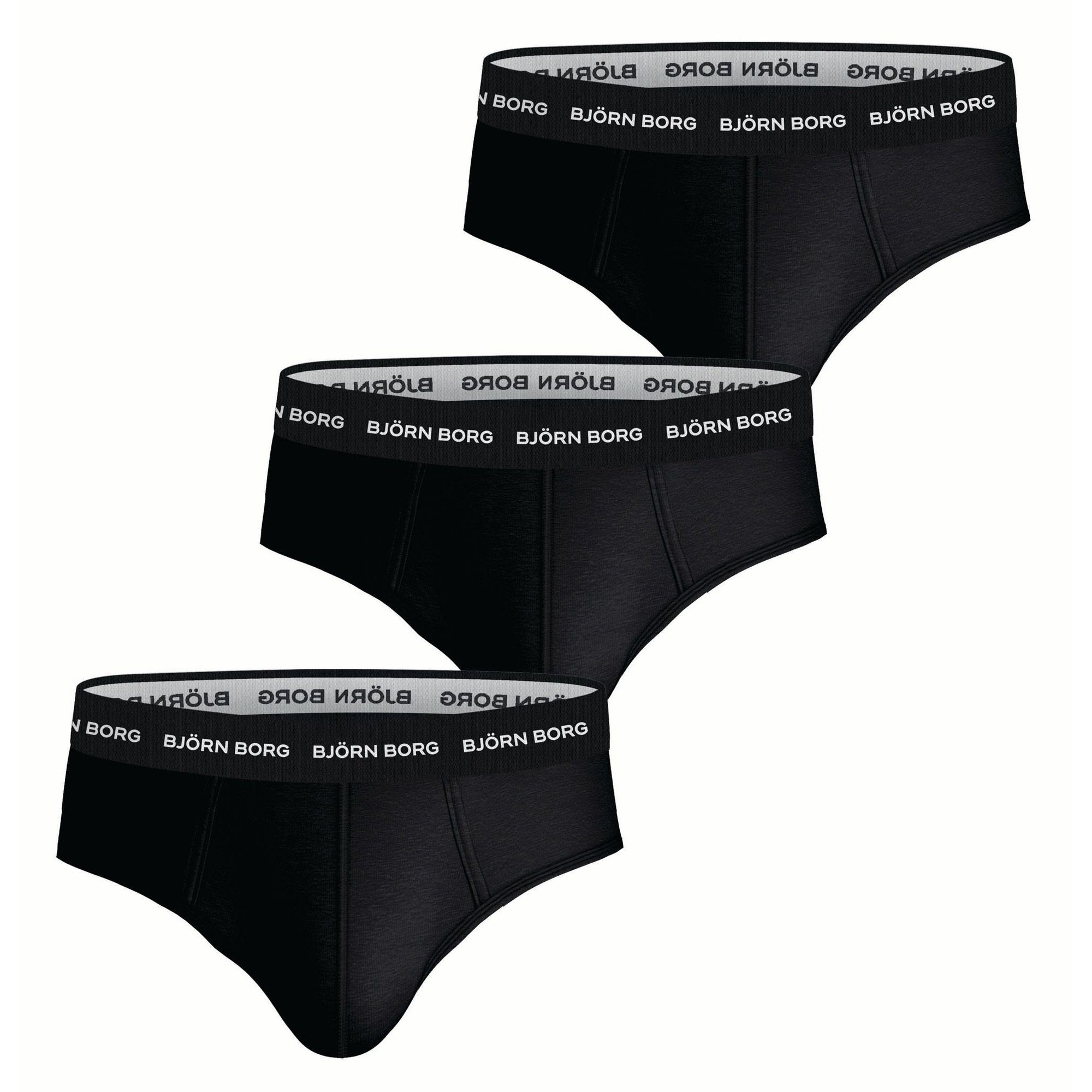 Björn Borg Slip Herren Slips 3er Pack - Essential Brief, Cotton Schwarz