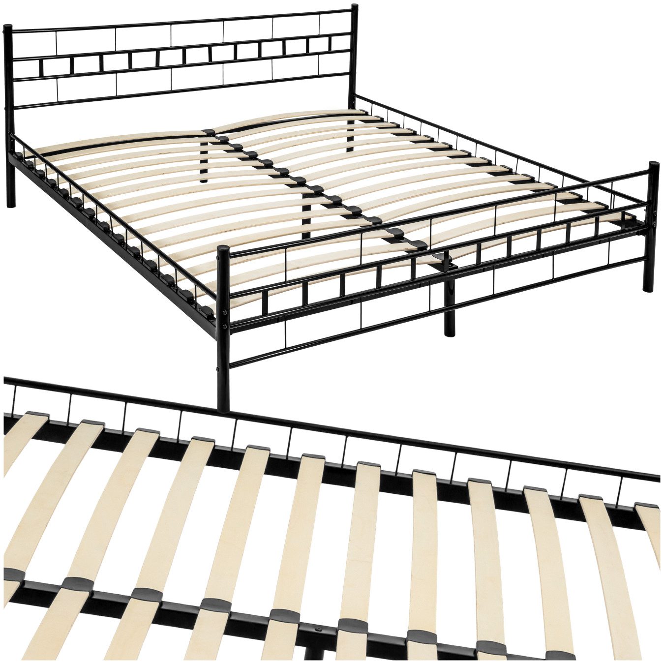 tectake Bettgestell Metallbett, robustes Stahlgestell